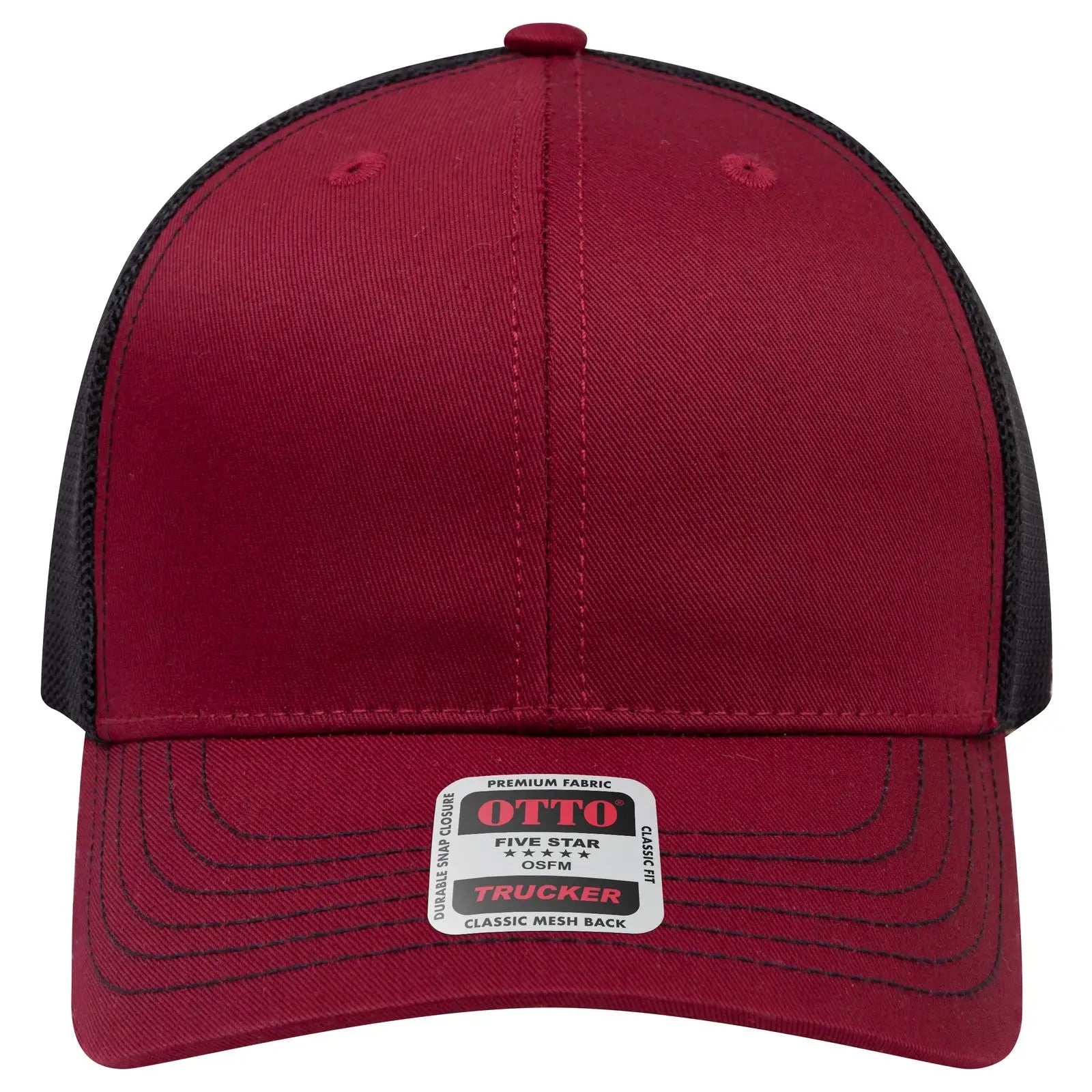 Otto 112-1 6 Panel Mid Profile Mesh Back Trucker Cap - Bg.mrn/bg.mrn/blk - 7 3/8’’ - 5/8’’