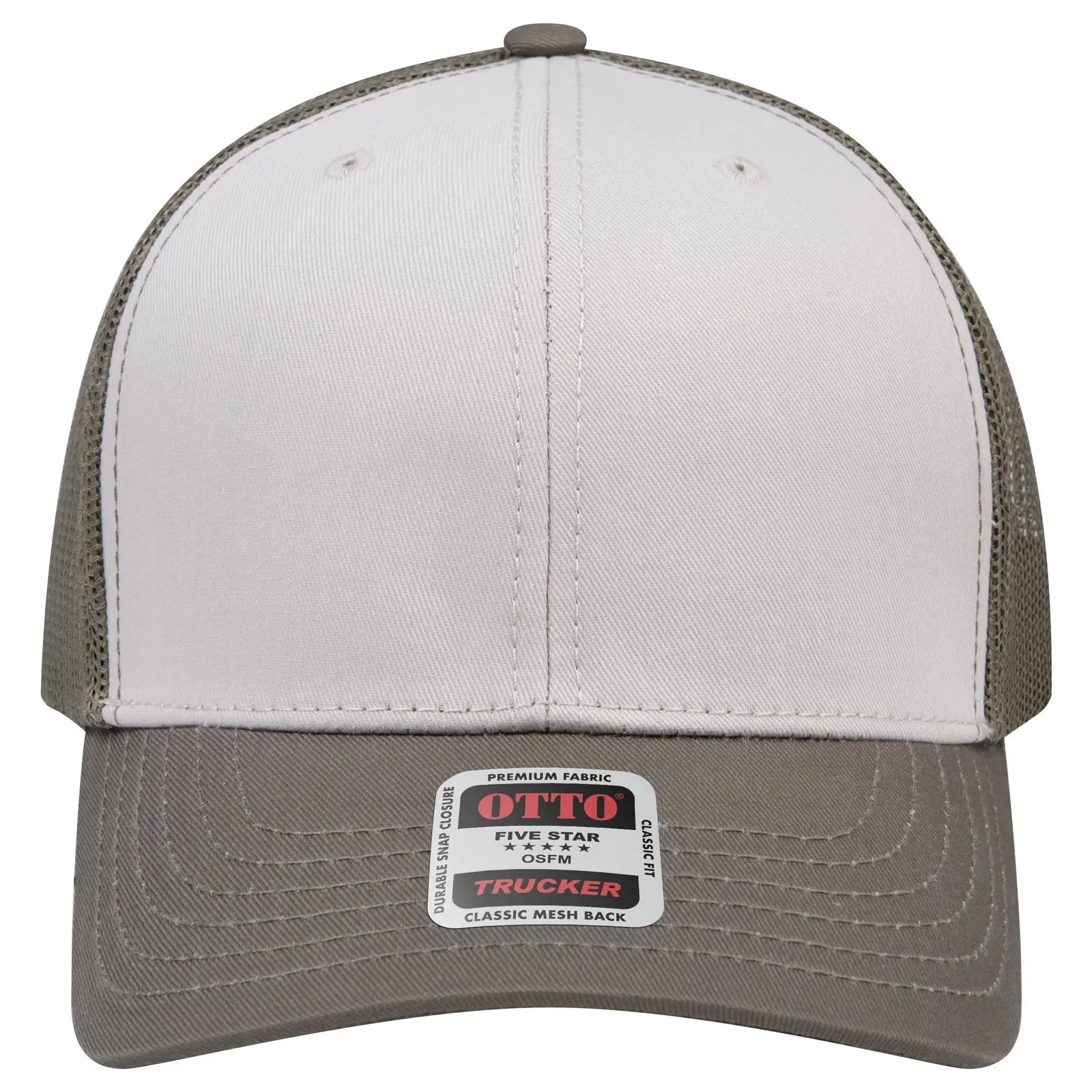 Otto 112-1 6 Panel Mid Profile Mesh Back Trucker Cap - Ol.grn/lt.khk/ol.grn - 215221- / 7 3/8’’ - 5/8’’