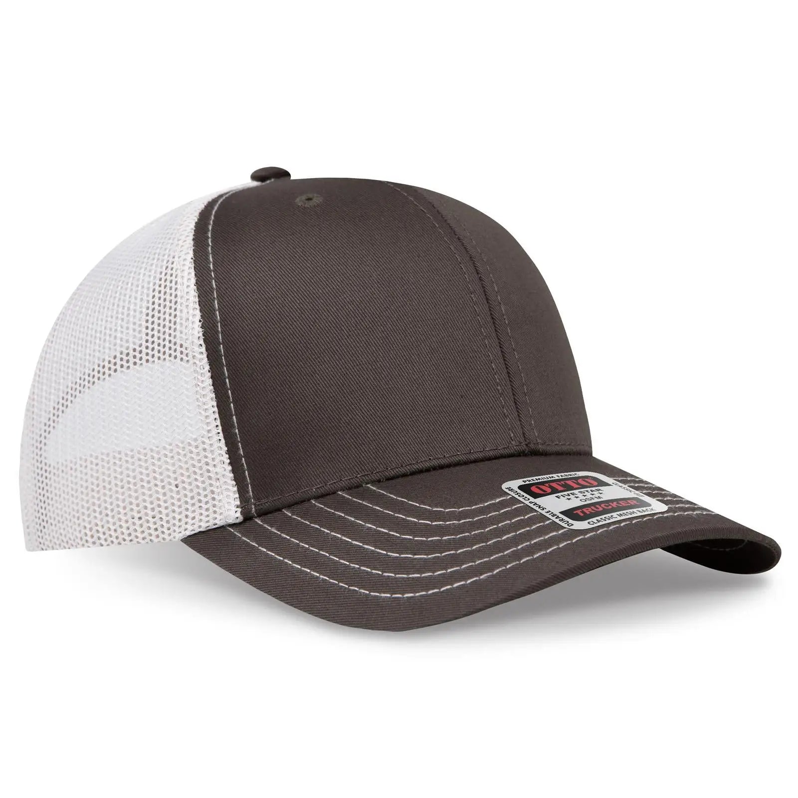 Otto 112-1 6 Panel Mid Profile Mesh Back Trucker Cap - Dk.ol.grn/dk.ol.grn/lt.khk - 7 3/8’’ - 5/8’’