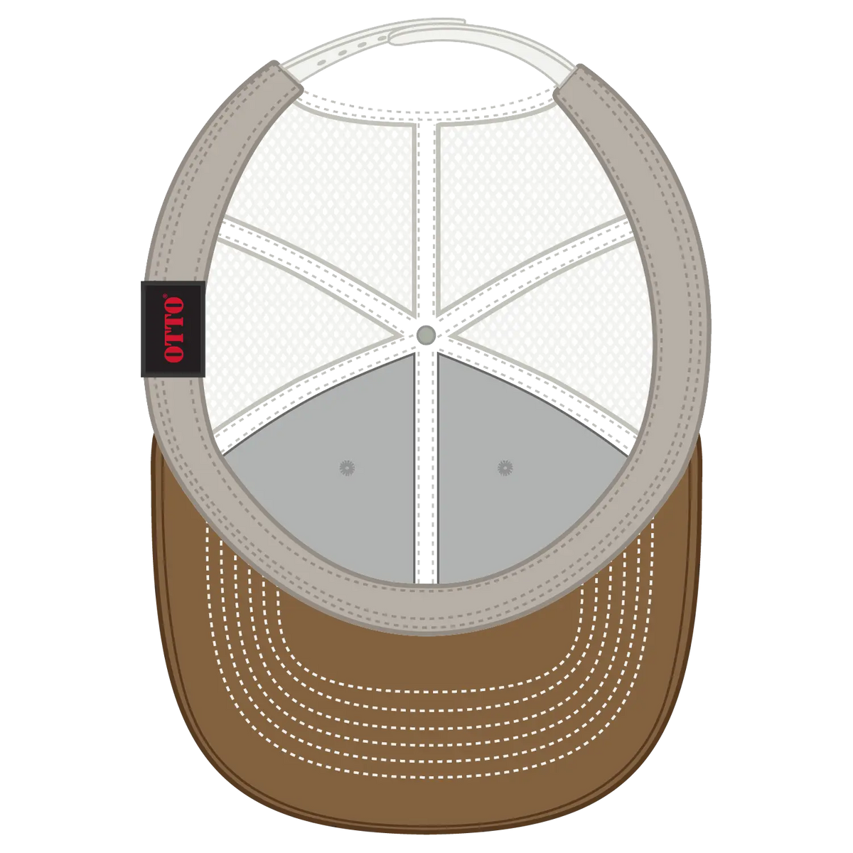 Otto 112-1 6 Panel Mid Profile Mesh Back Trucker Cap - Coy.brn/h.gry/lt.khk - 7 3/8’’ - 5/8’’