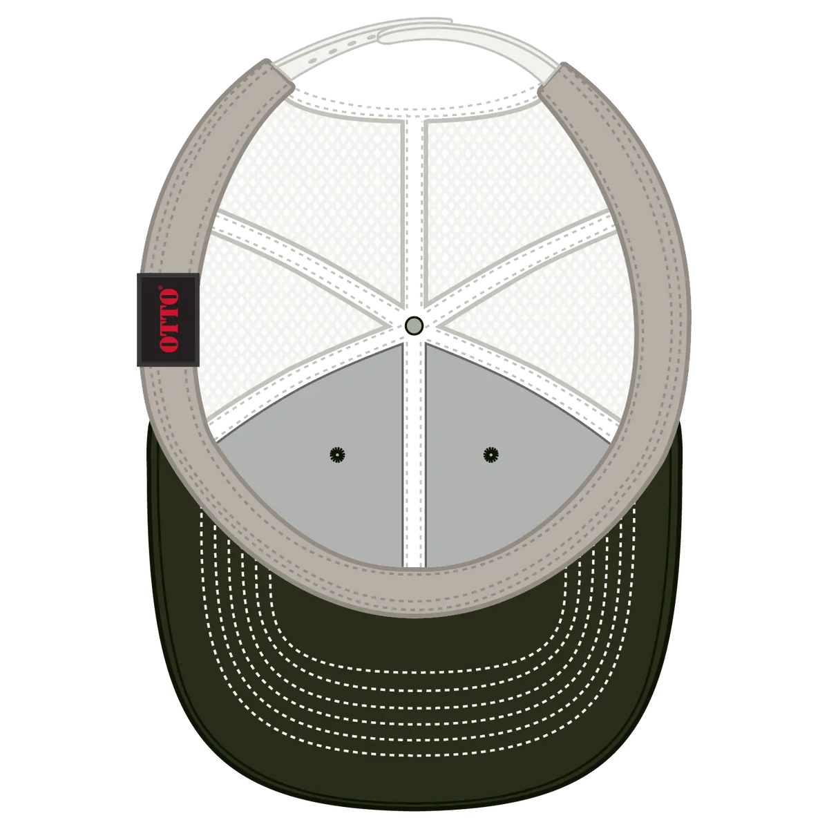 Otto 112-1 6 Panel Mid Profile Mesh Back Trucker Cap - Dk.ol.grn/dk.ol.grn/lt.khk - 7 3/8’’ - 5/8’’