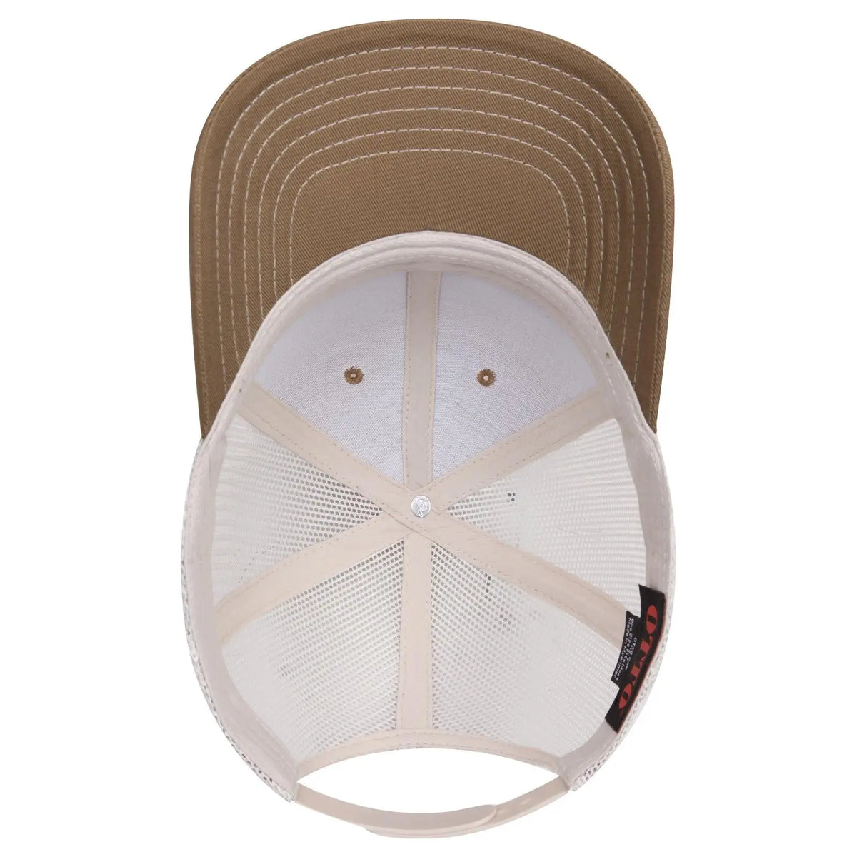 Otto 112-1 6 Panel Mid Profile Mesh Back Trucker Cap - Coy.brn/coy.brn/lt.khk - 7 3/8’’ - 5/8’’