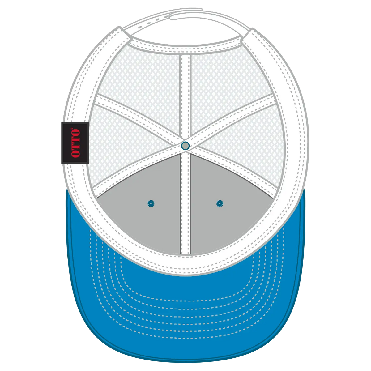Otto 112-1 6 Panel Mid Profile Mesh Back Trucker Cap - Lk.blue/lk.blue/wht - 7 3/8’’ - 5/8’’