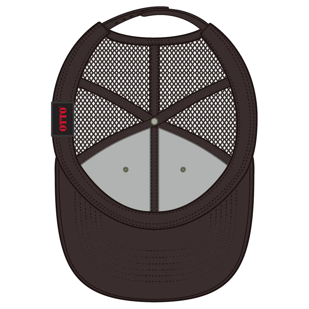 Otto 112-1 6 Panel Mid Profile Mesh Back Trucker Cap - Dk.brn/ol.grn/dk.brn - 7 3/8’’ - 5/8’’