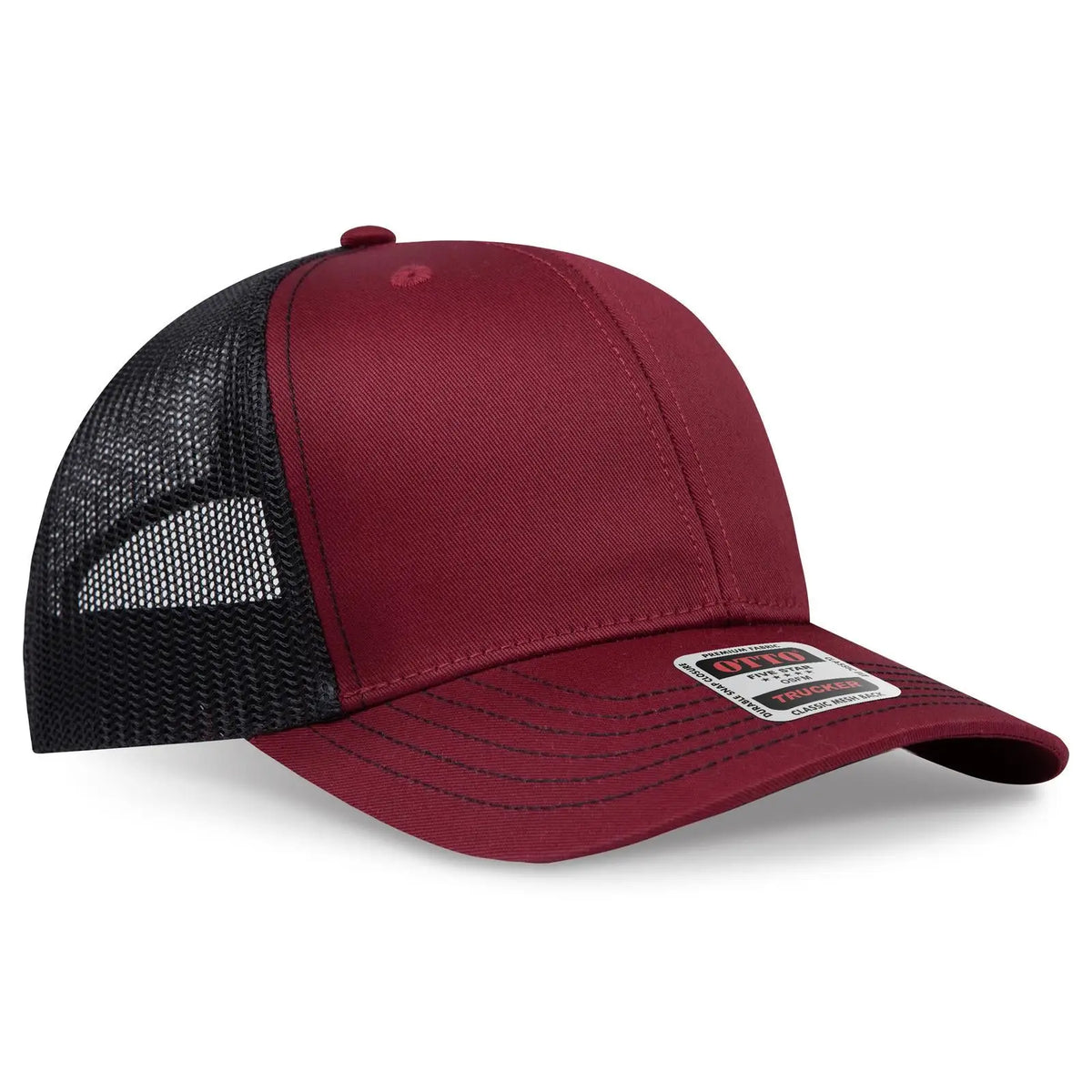 Otto 112-1 6 Panel Mid Profile Mesh Back Trucker Cap - Bg.mrn/bg.mrn/blk - 7 3/8’’ - 5/8’’