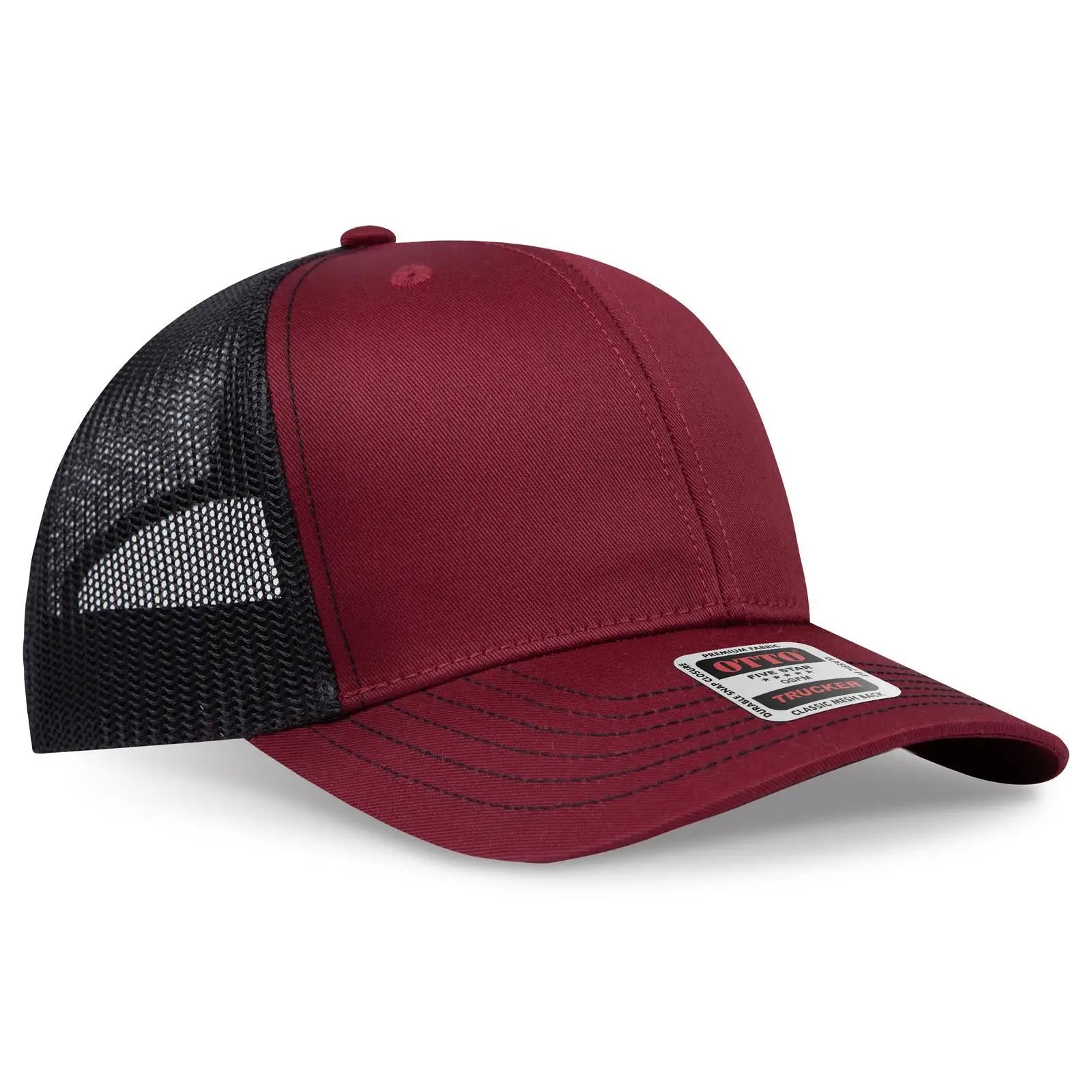 Otto 112-1 6 Panel Mid Profile Mesh Back Trucker Cap - Bg.mrn/bg.mrn/blk - 7 3/8’’ - 5/8’’