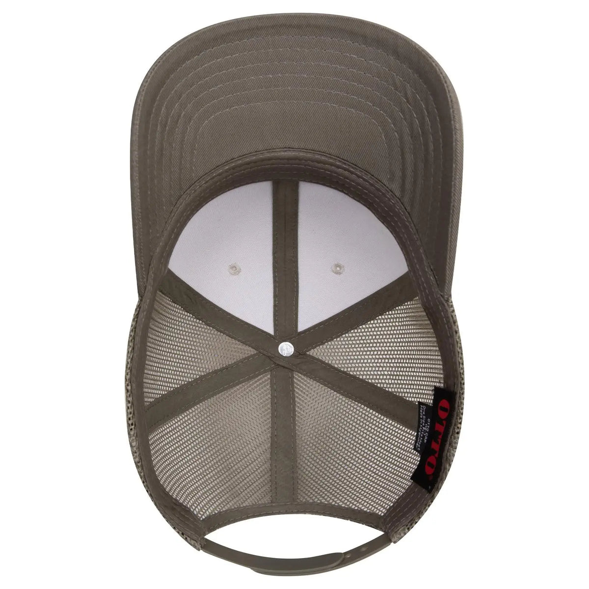 Otto 112-1 6 Panel Mid Profile Mesh Back Trucker Cap - Ol.grn/lt.khk/ol.grn - 215221- / 7 3/8’’ - 5/8’’
