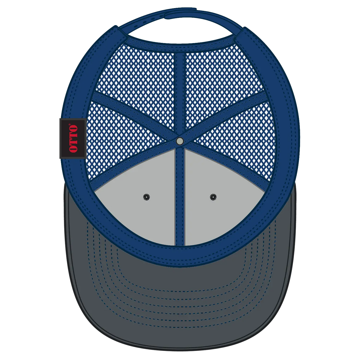 Otto 112-1 6 Panel Mid Profile Mesh Back Trucker Cap - Ch.gry/ch.gry/ryl - 7 3/8’’ - 5/8’’