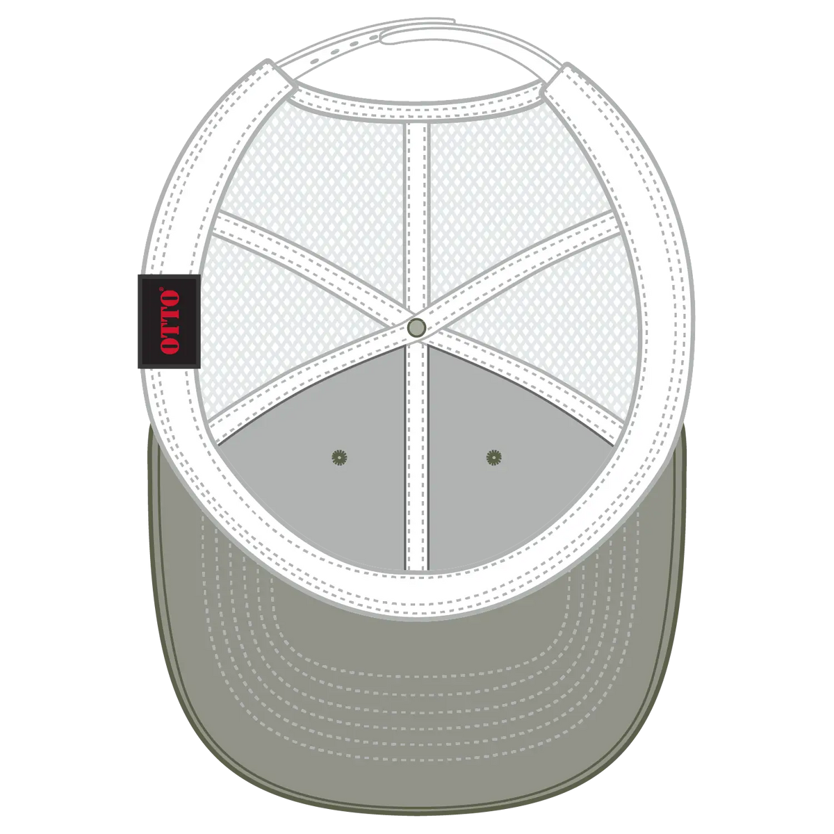 Otto 112-1 6 Panel Mid Profile Mesh Back Trucker Cap - Ol.grn/ol.grn/wht - 7 3/8’’ - 5/8’’