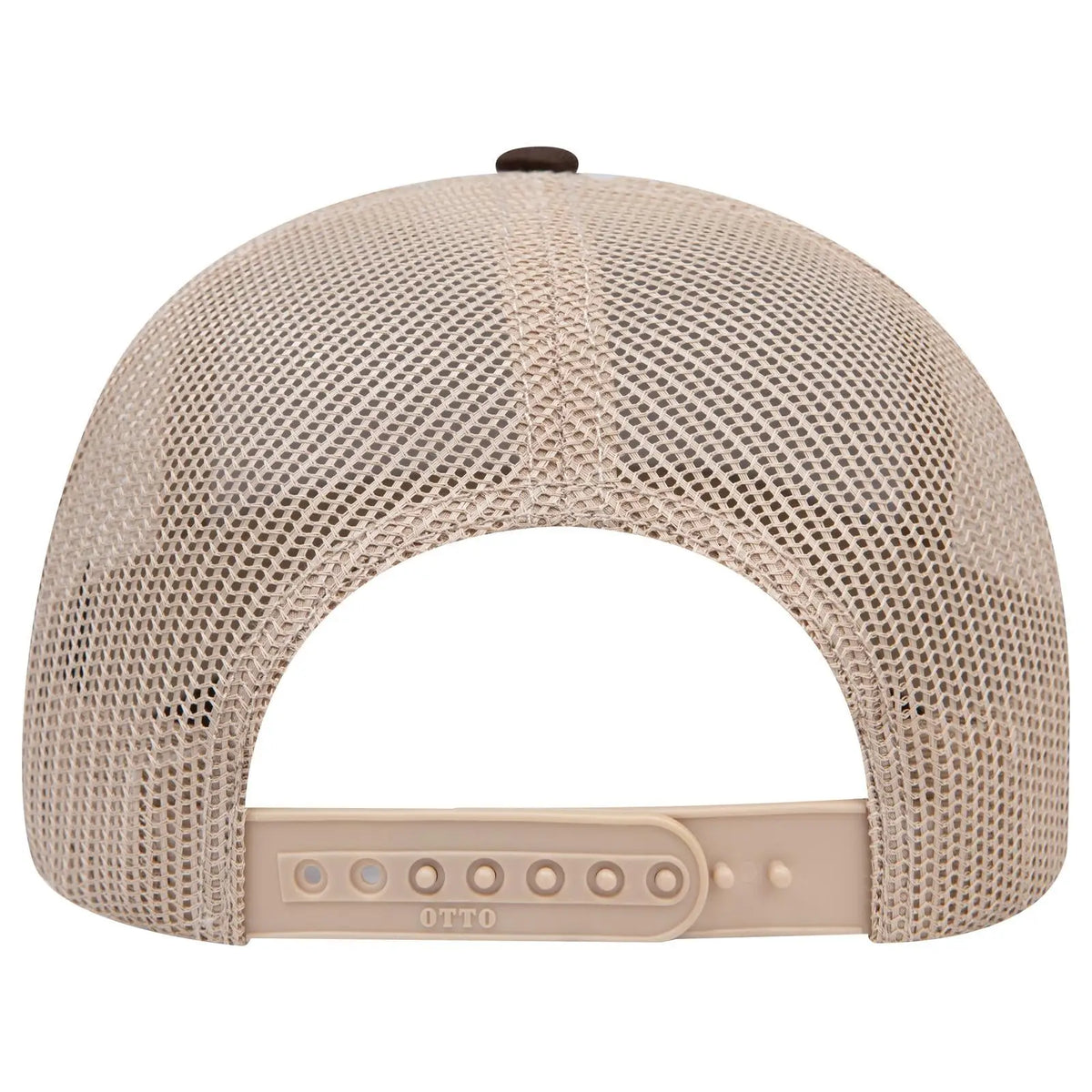 Otto 112-1 6 Panel Mid Profile Mesh Back Trucker Cap - Dk.brn/dk.brn/kha - 7 3/8’’ - 5/8’’