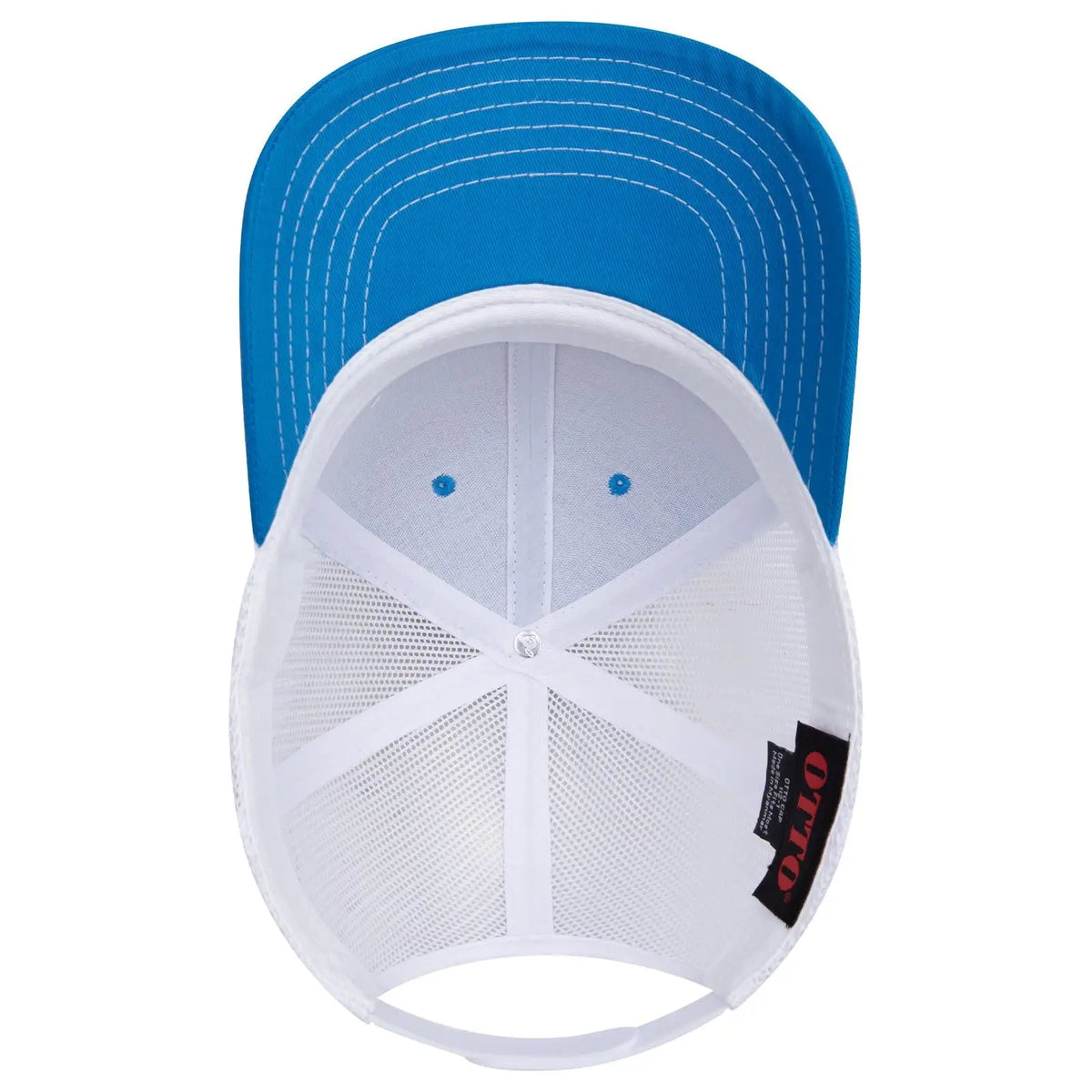 Otto 112-1 6 Panel Mid Profile Mesh Back Trucker Cap - Lk.blue/lk.blue/wht - 7 3/8’’ - 5/8’’