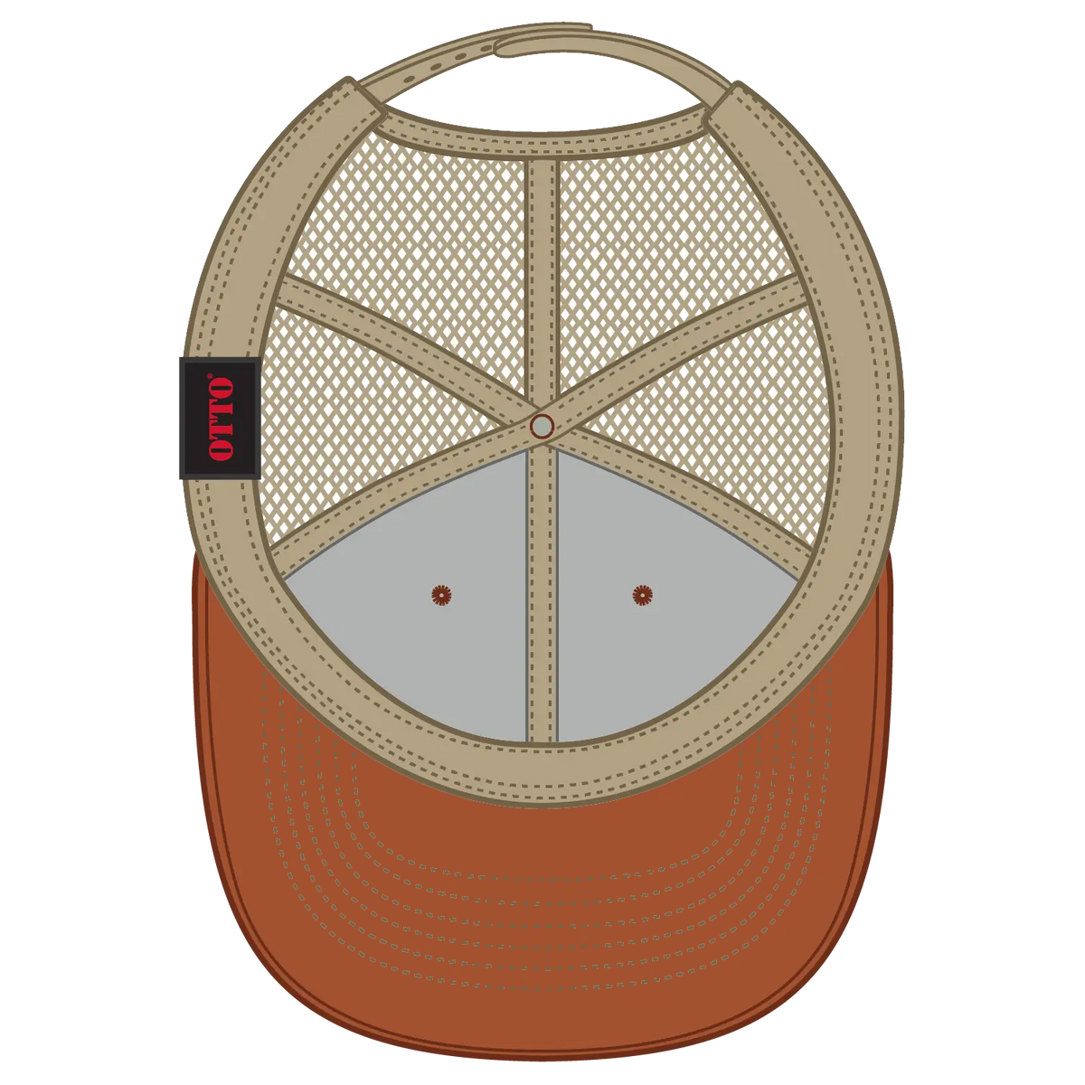 Otto 112-1 6 Panel Mid Profile Mesh Back Trucker Cap - Tx.org/tx.org/kha - 7 3/8’’ - 5/8’’
