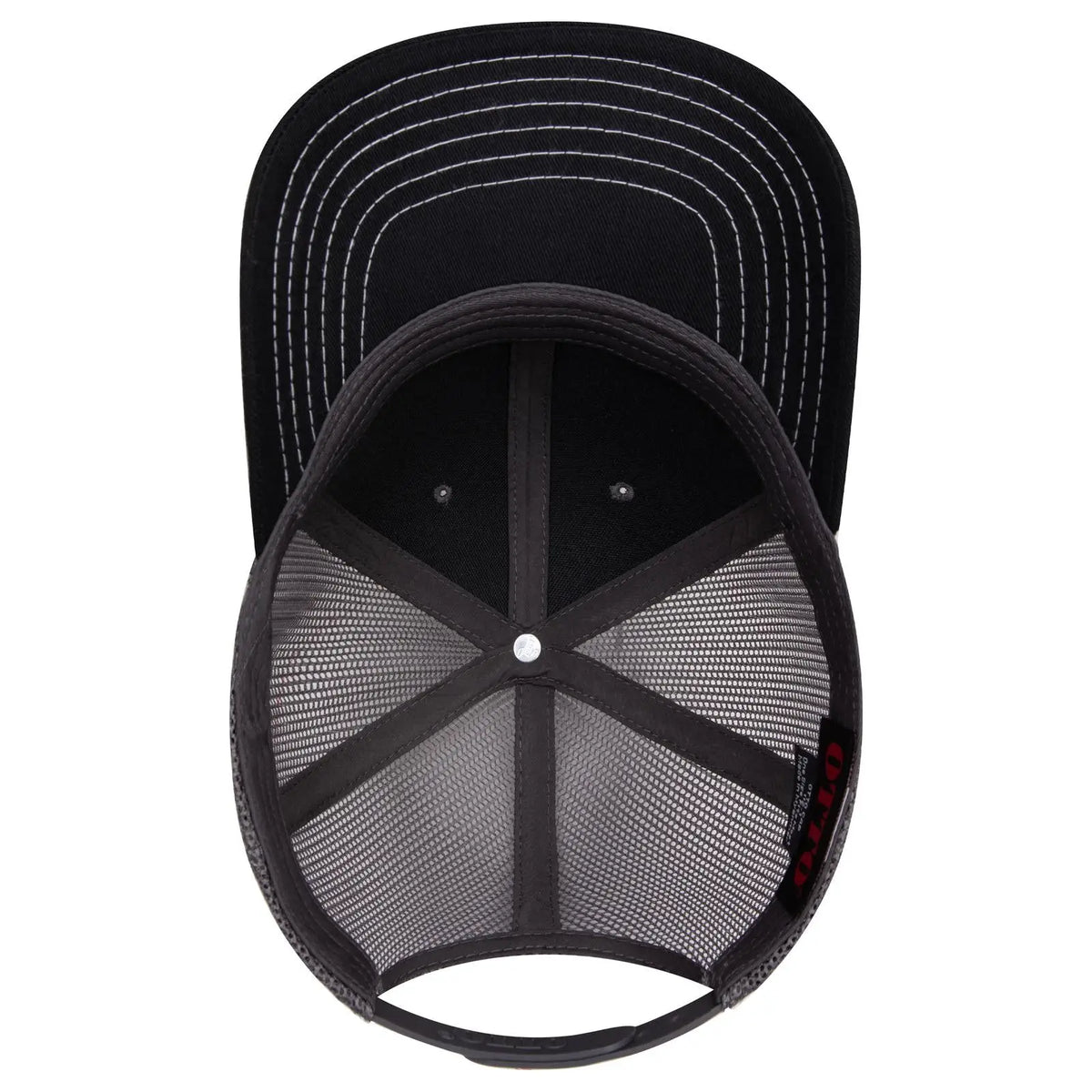 Otto 112-1 6 Panel Mid Profile Mesh Back Trucker Cap - Blk/ch.gry/ch.gry - 7 3/8’’ - 5/8’’