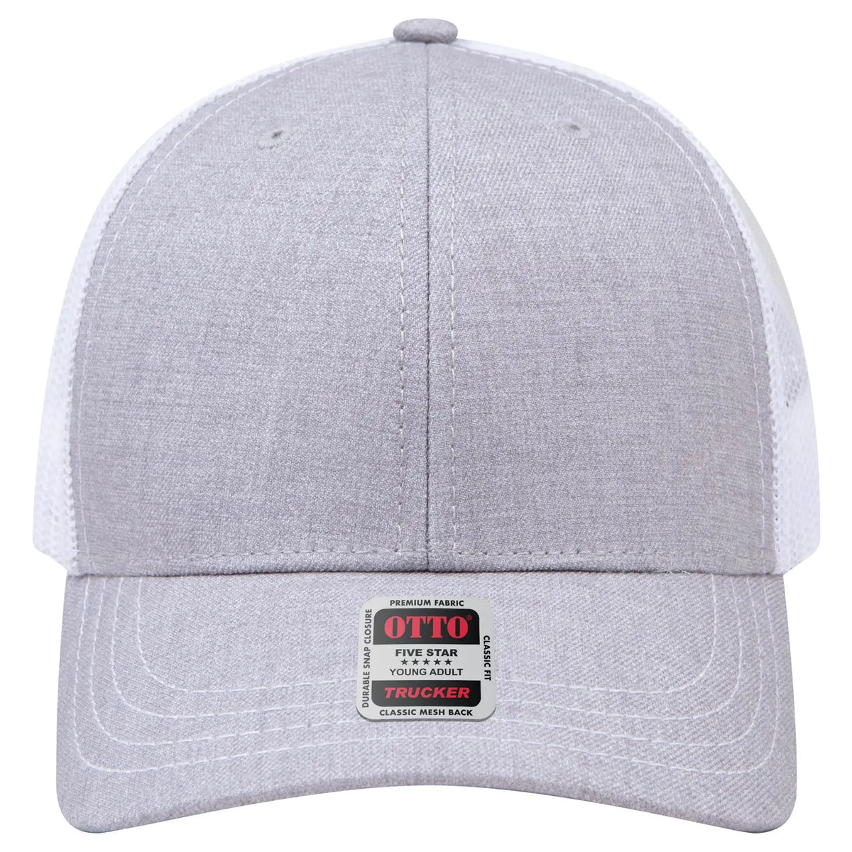Otto 112-1 6 Panel Mid Profile Mesh Back Trucker Cap - Heathergray/heathergray/white