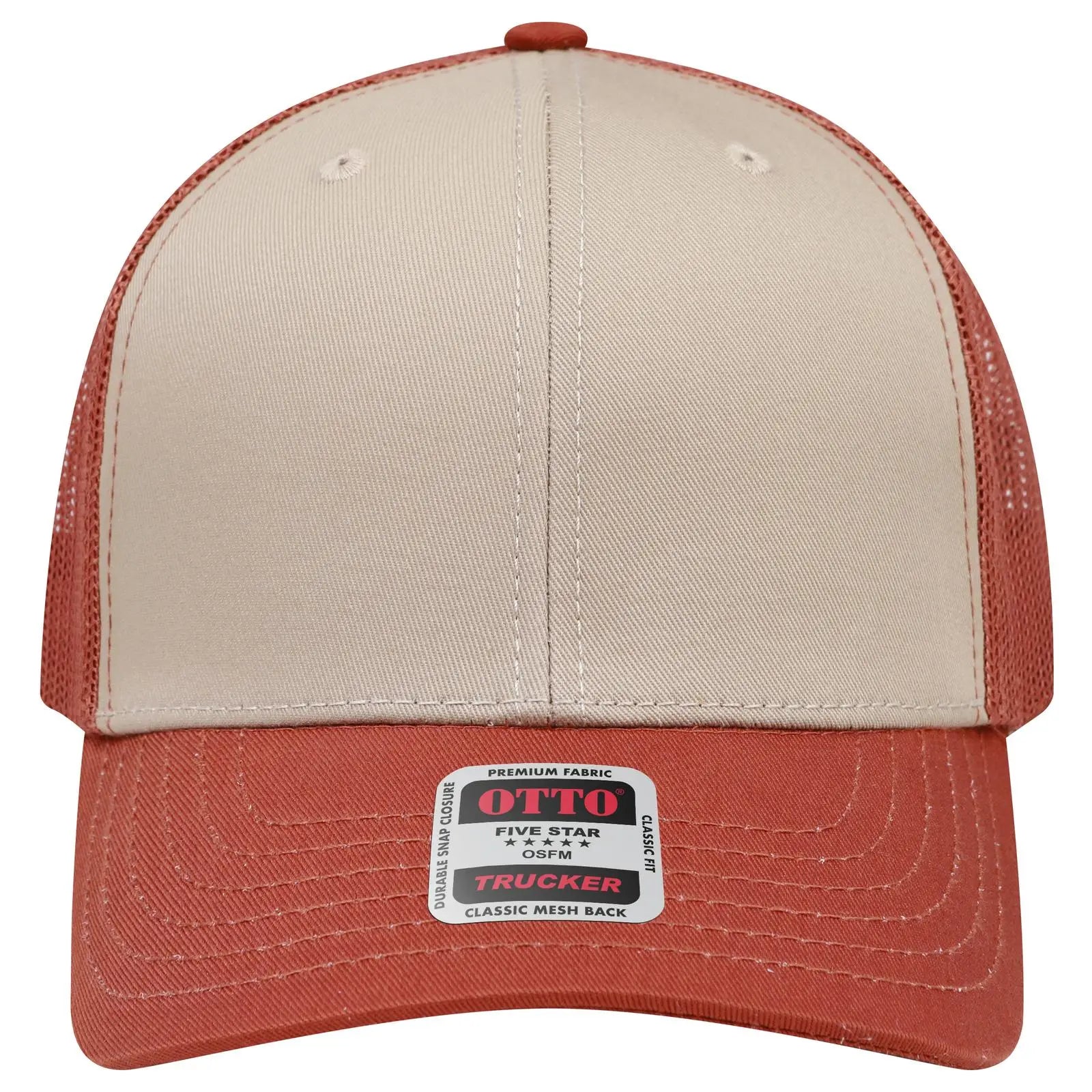 Otto 112-1 6 Panel Mid Profile Mesh Back Trucker Cap - Tx.org/kha/tx.org - 7 3/8’’ - 5/8’’