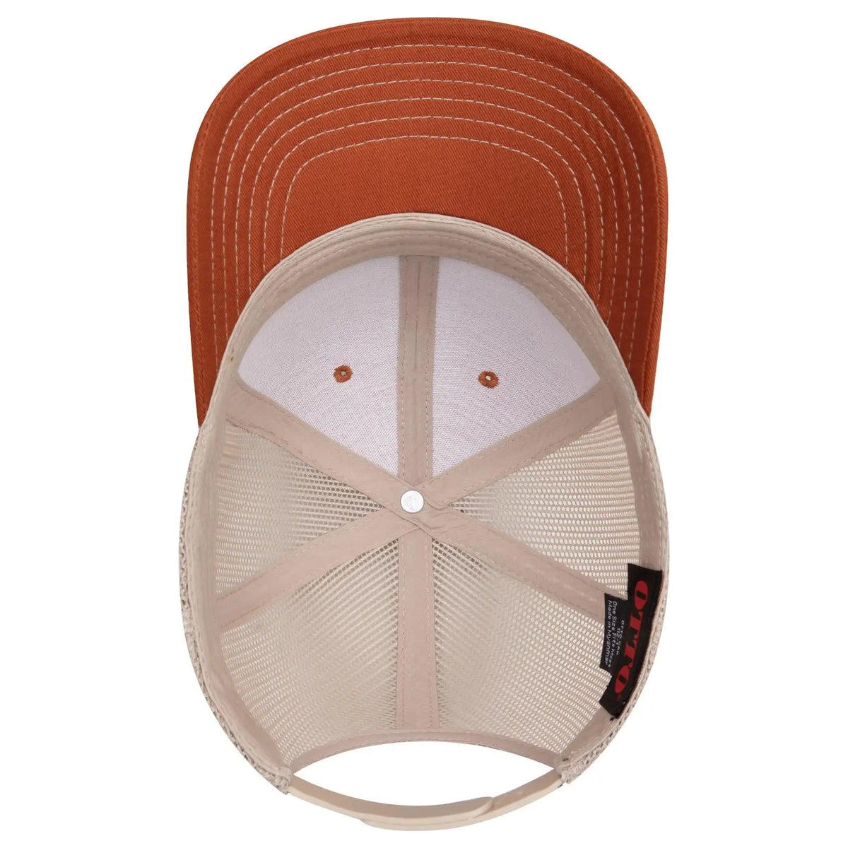 Otto 112-1 6 Panel Mid Profile Mesh Back Trucker Cap - Tx.org/tx.org/kha - 7 3/8’’ - 5/8’’