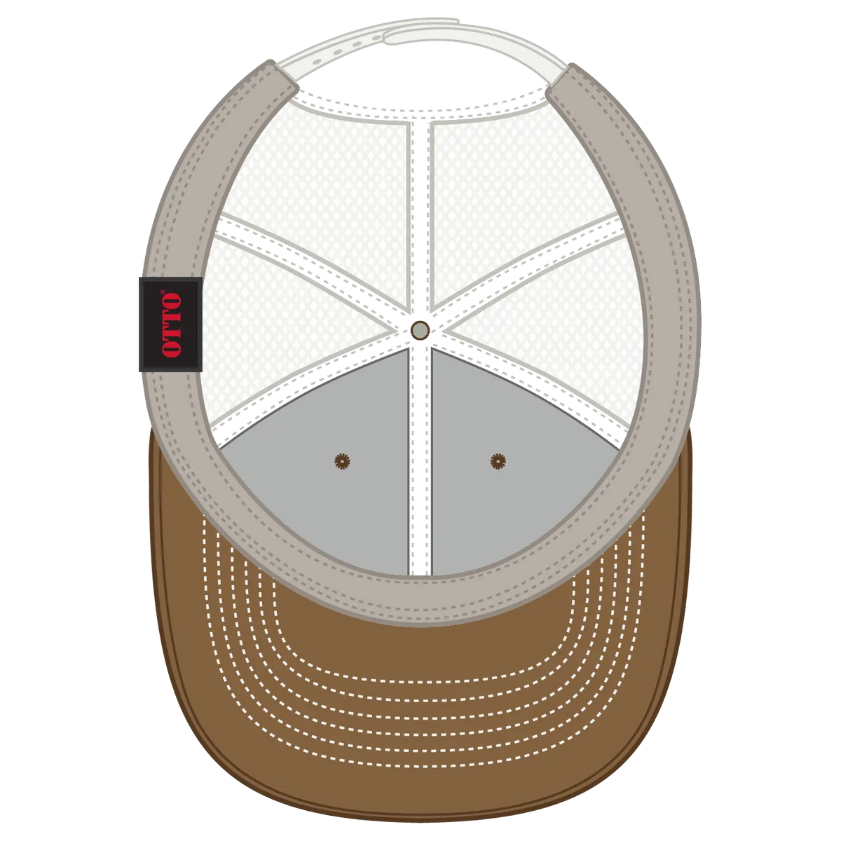 Otto 112-1 6 Panel Mid Profile Mesh Back Trucker Cap - Coy.brn/coy.brn/lt.khk - 7 3/8’’ - 5/8’’