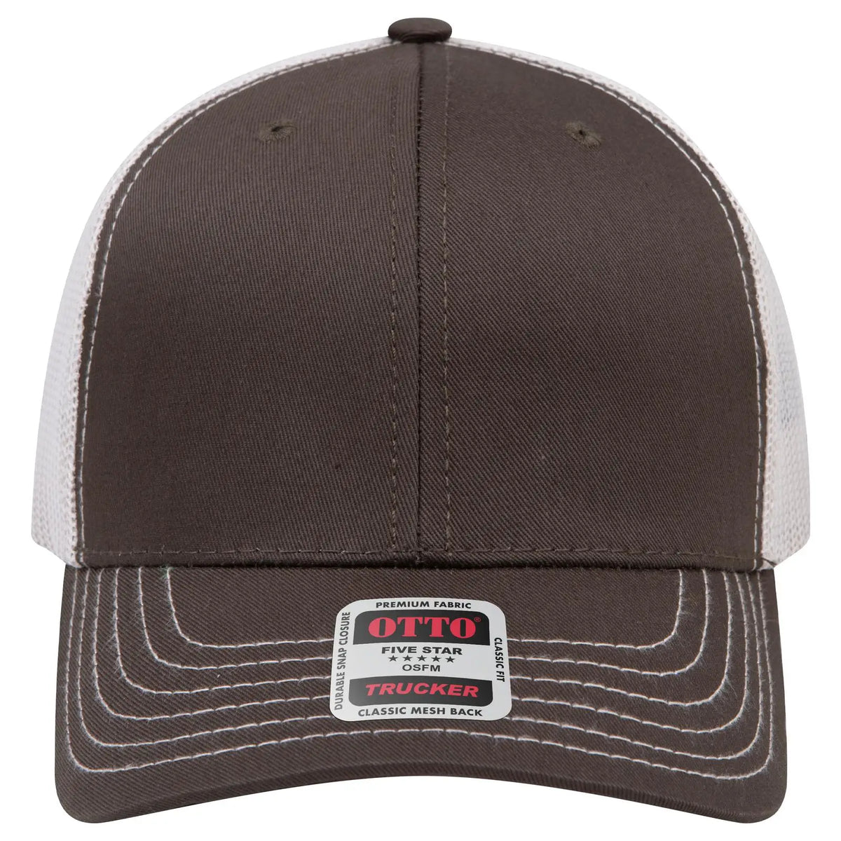 Otto 112-1 6 Panel Mid Profile Mesh Back Trucker Cap - Dk.ol.grn/dk.ol.grn/lt.khk - 7 3/8’’ - 5/8’’