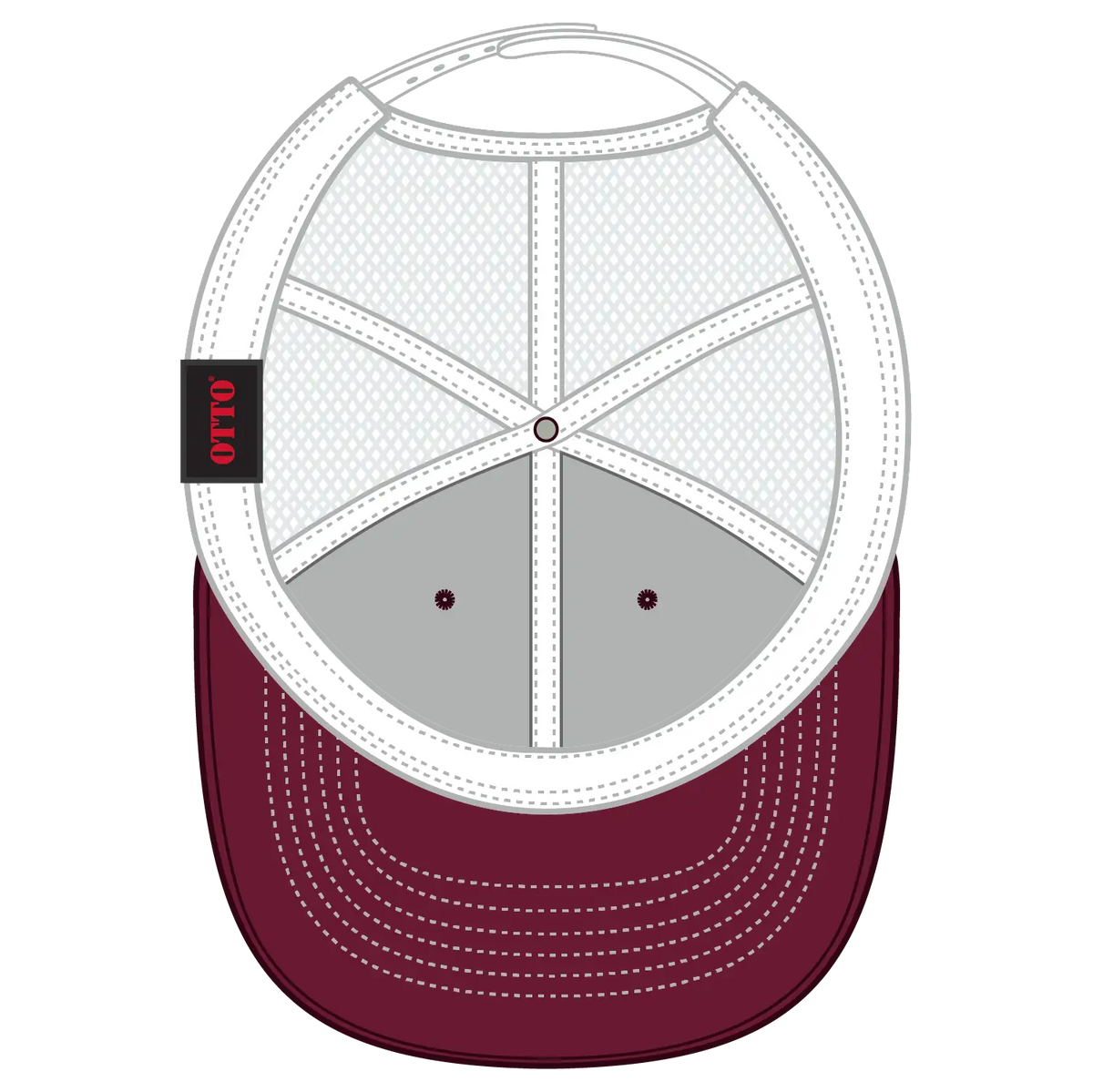 Otto 112-1 6 Panel Mid Profile Mesh Back Trucker Cap - Bg.mrn/bg.mrn/wht - 7 3/8’’ - 5/8’’