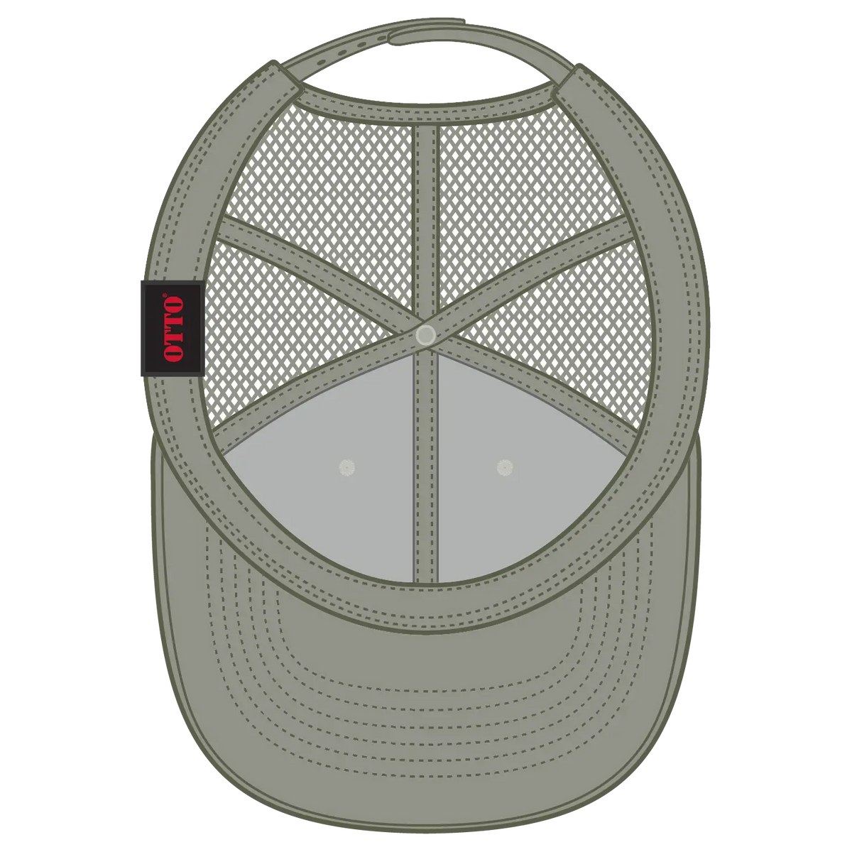 Otto 112-1 6 Panel Mid Profile Mesh Back Trucker Cap - Ol.grn/lt.khk/ol.grn - 215221- / 7 3/8’’ - 5/8’’