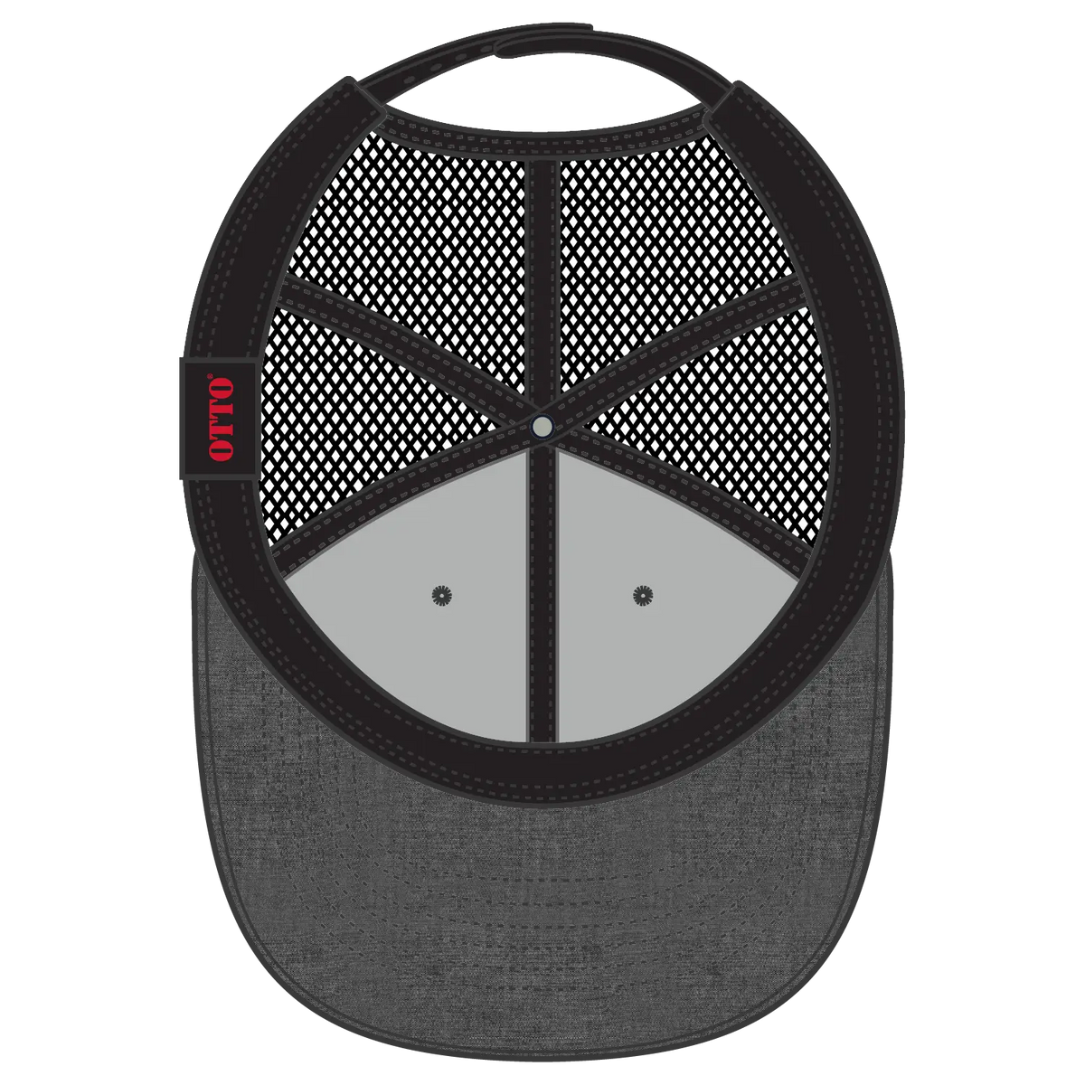 Otto 112-1 6 Panel Mid Profile Mesh Back Trucker Cap - Black - 7 3/8’’ - 5/8’’