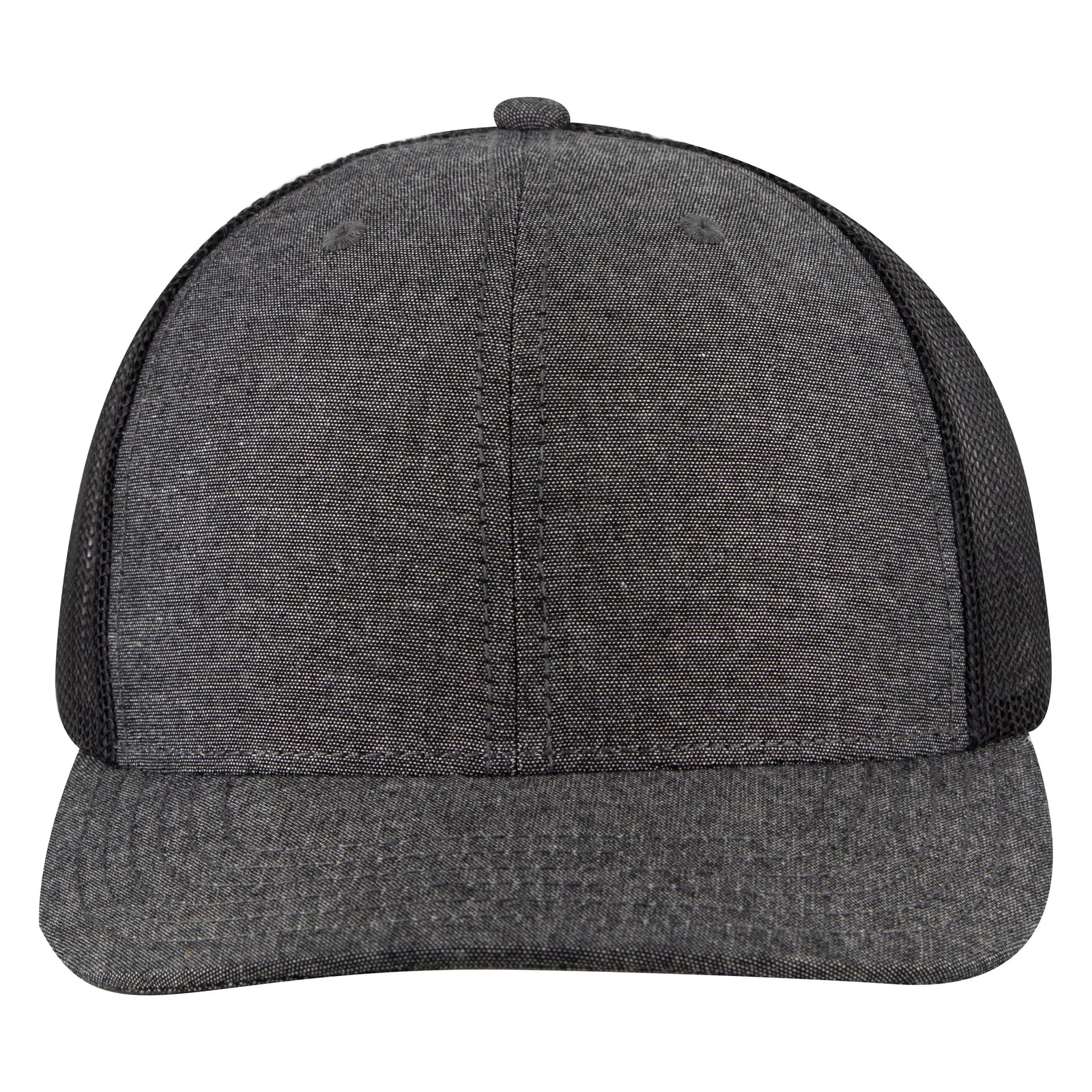 Otto 112-1 6 Panel Mid Profile Mesh Back Trucker Cap - Black - 7 3/8’’ - 5/8’’