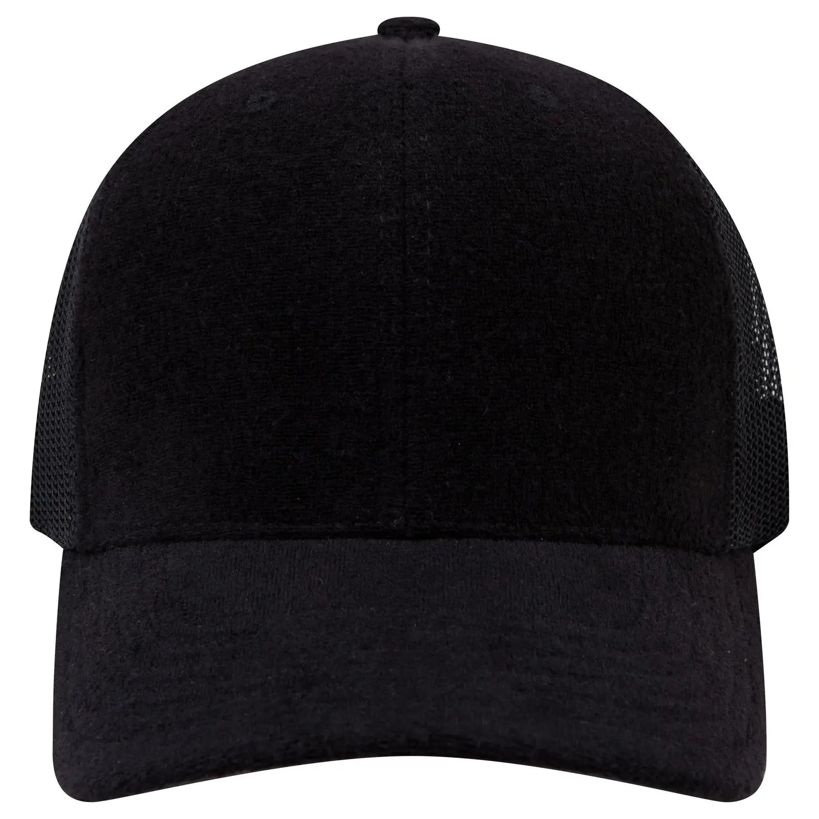Otto 112-1 6 Panel Mid Profile Mesh Back Trucker Cap - Black - 7 3/8’’ - 5/8’’