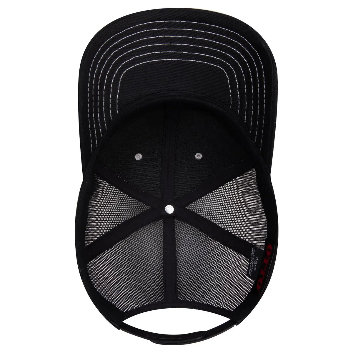 Otto 112-1 6 Panel Mid Profile Mesh Back Trucker Cap - Black/heather Gray/black - 7 3/8’’ - 5/8’’
