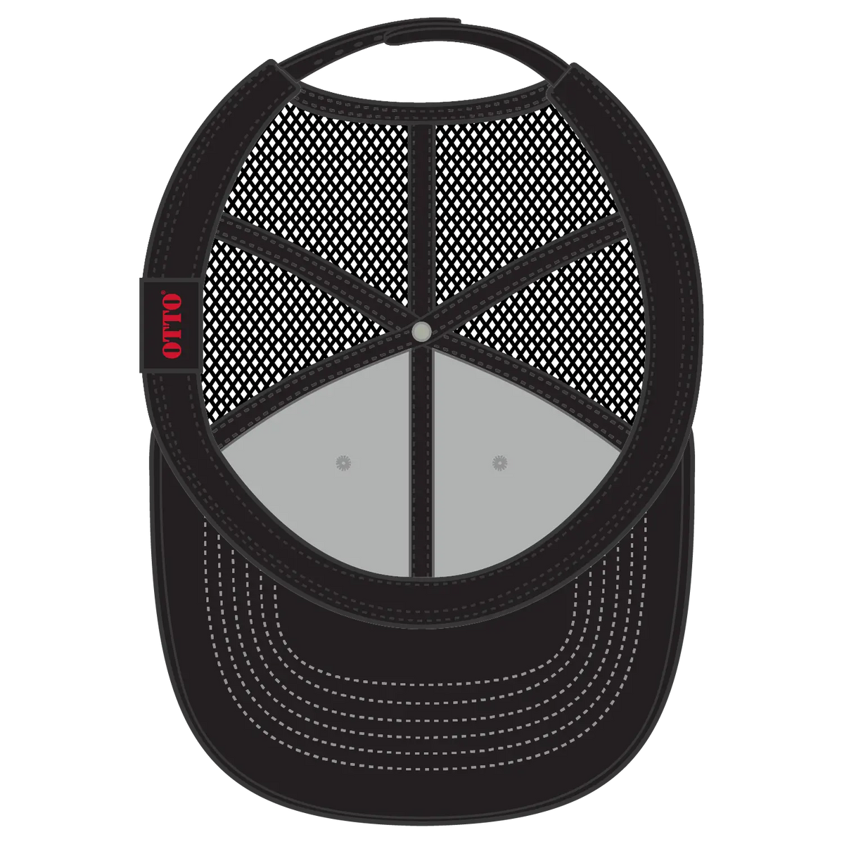 Otto 112-1 6 Panel Mid Profile Mesh Back Trucker Cap - Black/heather Gray/black - 7 3/8’’ - 5/8’’