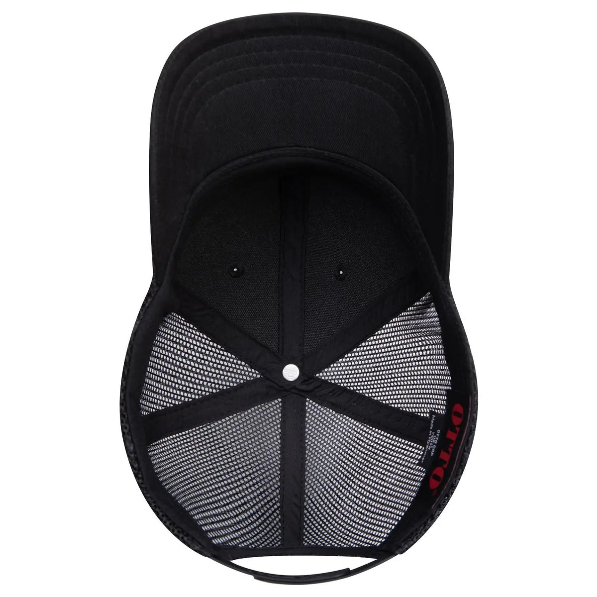 Otto 112-1 6 Panel Mid Profile Mesh Back Trucker Cap - Black
