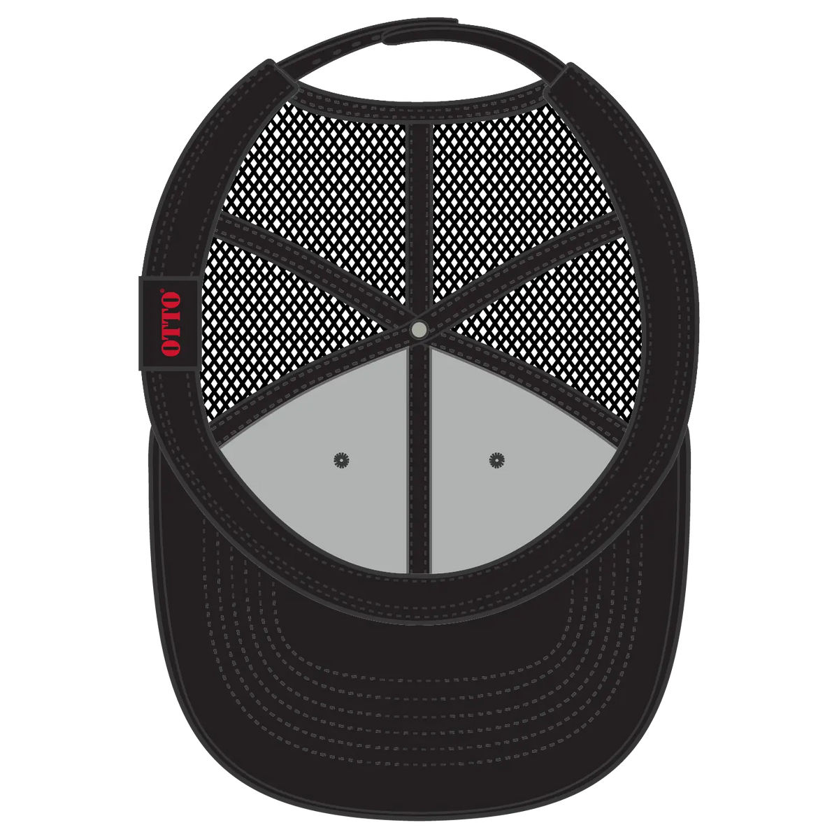 Otto 112-1 6 Panel Mid Profile Mesh Back Trucker Cap - Black