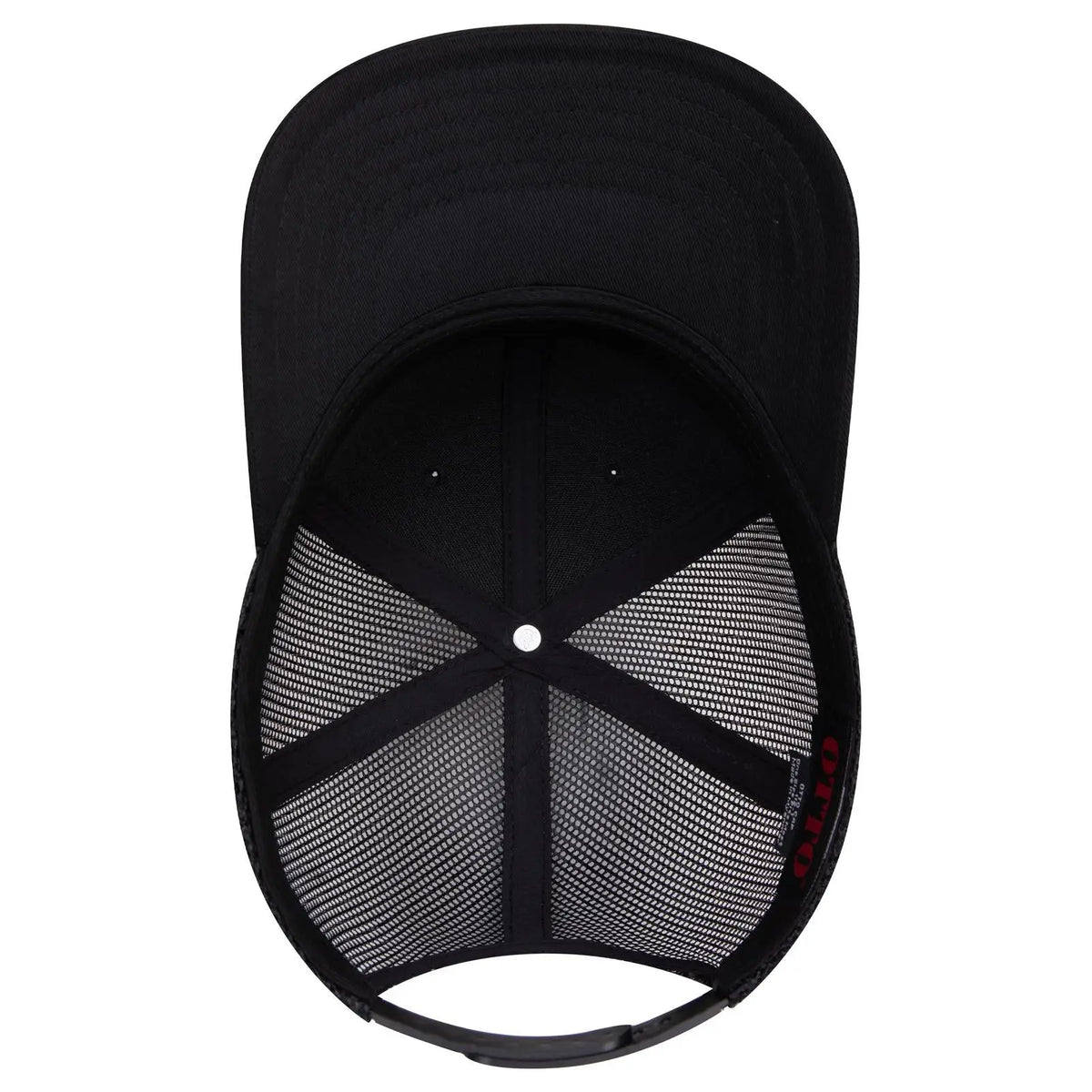 Otto 112-1 6 Panel Mid Profile Mesh Back Trucker Cap - Black