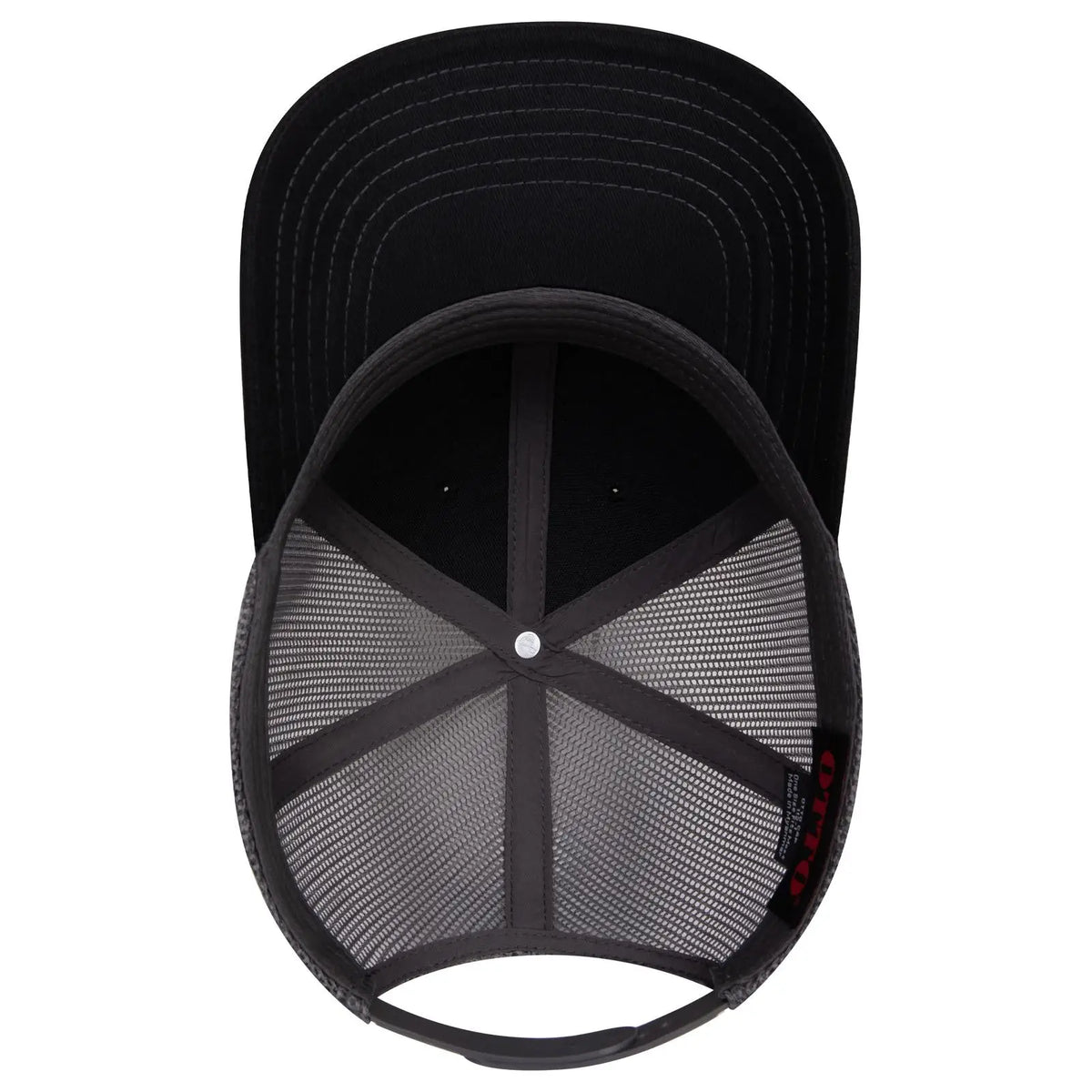 Otto 112-1 6 Panel Mid Profile Mesh Back Trucker Cap - Blk/blk/ch.gry
