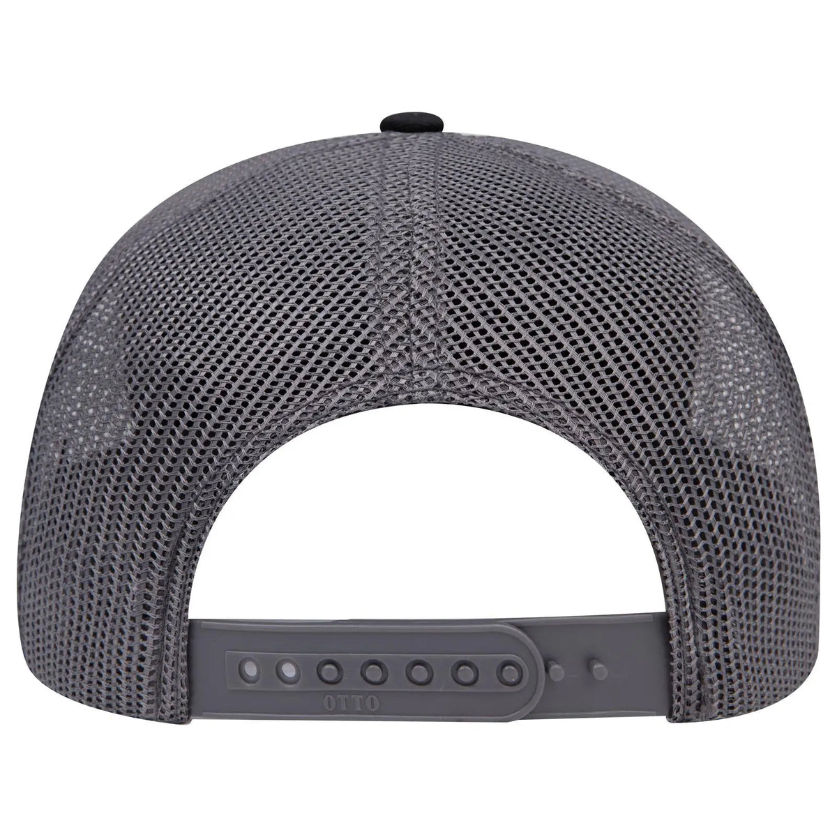 Otto 112-1 6 Panel Mid Profile Mesh Back Trucker Cap - Blk/blk/ch.gry