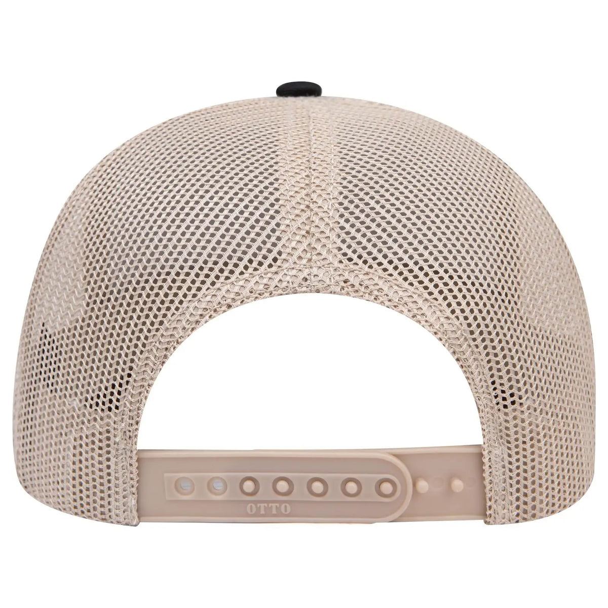 Otto 112-1 6 Panel Mid Profile Mesh Back Trucker Cap - Blk/blk/kha