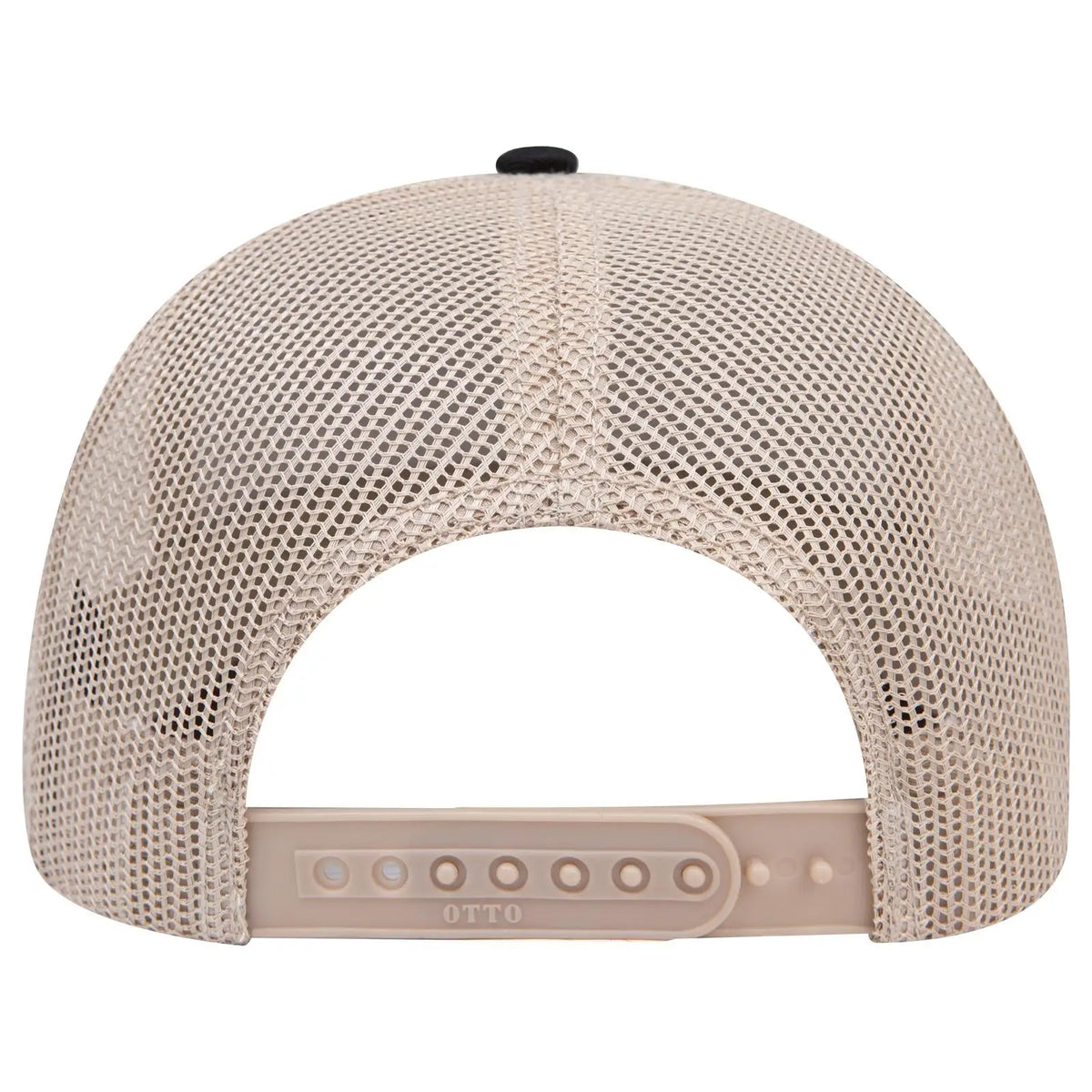 Otto 112-1 6 Panel Mid Profile Mesh Back Trucker Cap - Blk/blk/kha