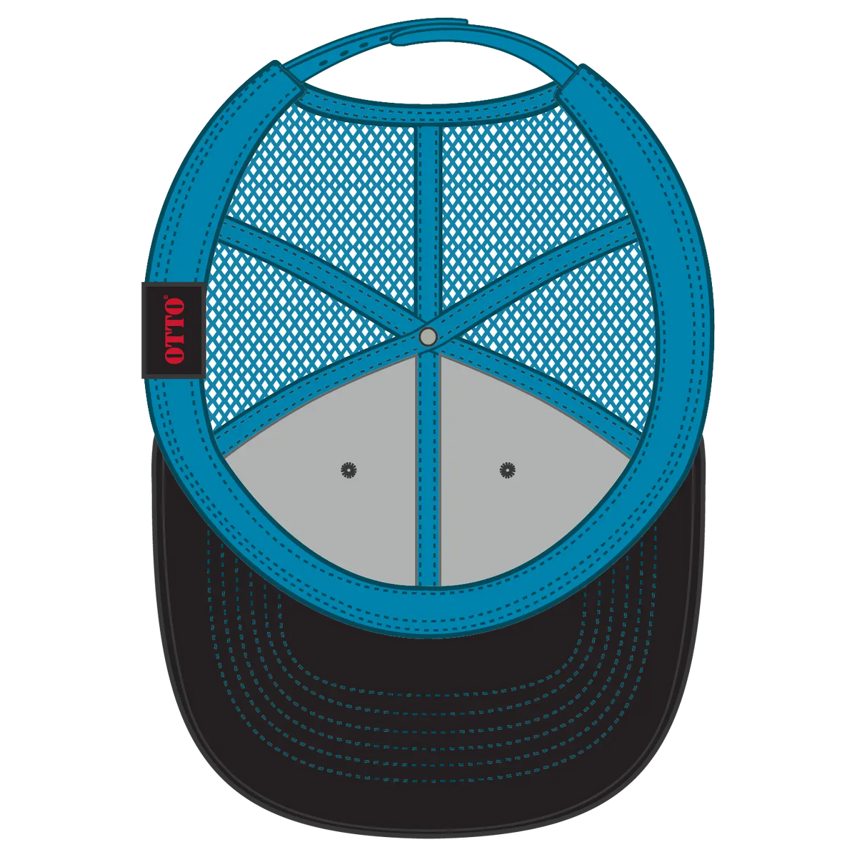 Otto 112-1 6 Panel Mid Profile Mesh Back Trucker Cap - Blk/blk/n.blue - 7 3/8’’ - 5/8’’