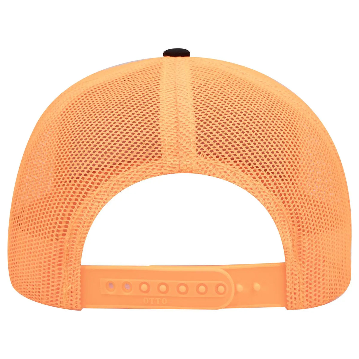 Otto 112-1 6 Panel Mid Profile Mesh Back Trucker Cap - Blk/blk/n Org - 7 3/8’’ - 5/8’’