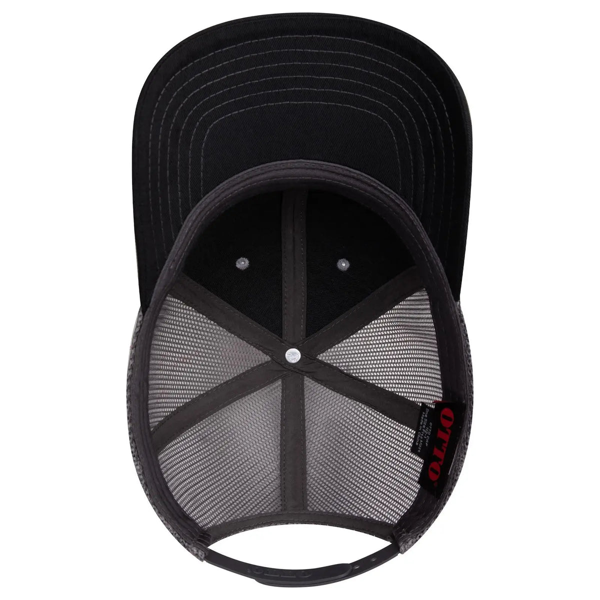 Otto 112-1 6 Panel Mid Profile Mesh Back Trucker Cap - Blk/gry/ch.gry - 7 3/8’’ - 5/8’’