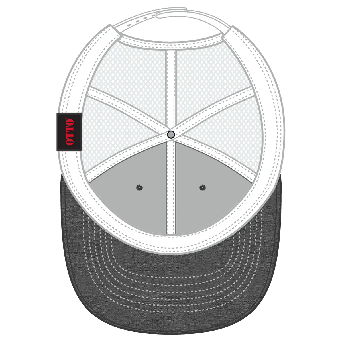 Otto 112-1 6 Panel Mid Profile Mesh Back Trucker Cap - Blk/wht