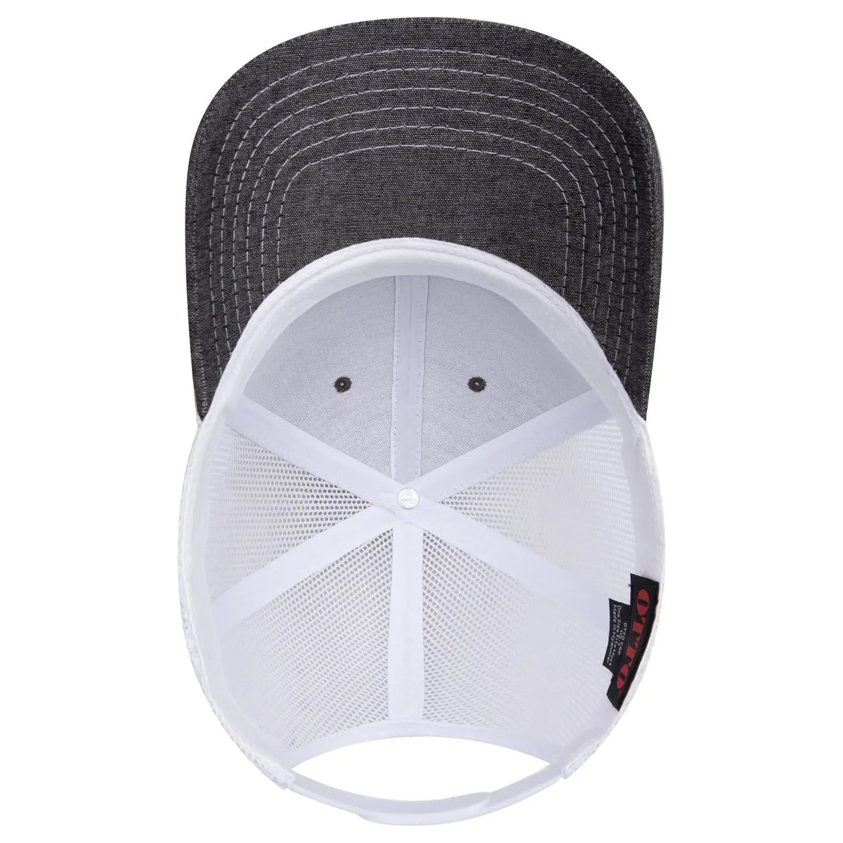 Otto 112-1 6 Panel Mid Profile Mesh Back Trucker Cap - Blk/wht