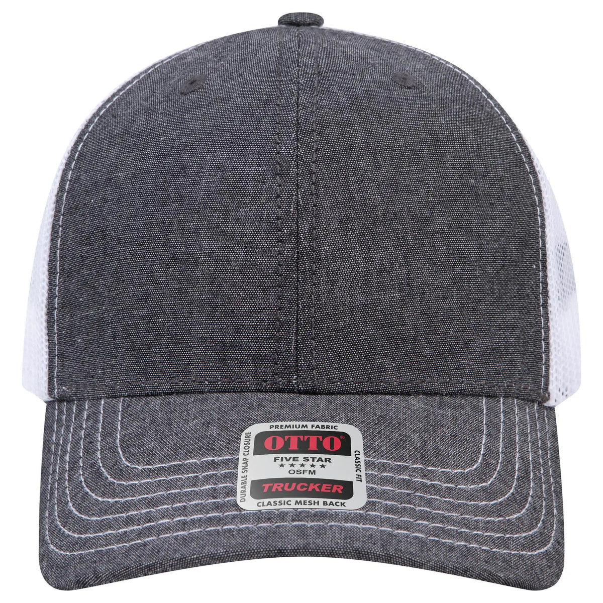 Otto 112-1 6 Panel Mid Profile Mesh Back Trucker Cap - Blk/wht
