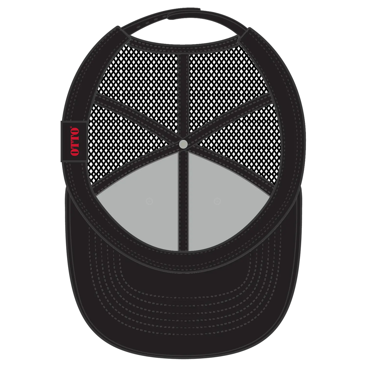 Otto 112-1 6 Panel Mid Profile Mesh Back Trucker Cap - Blk/wht/blk