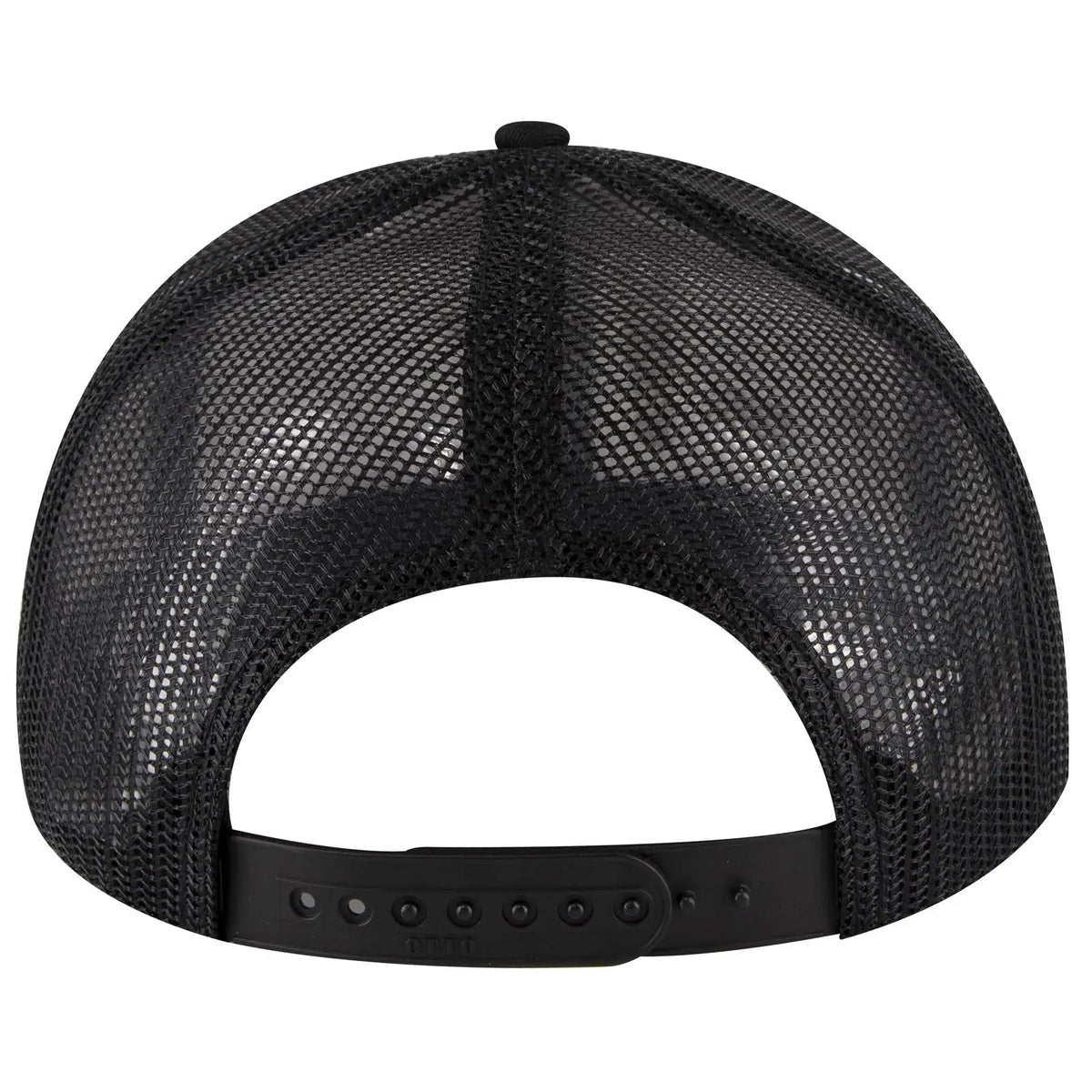 Otto 112-1 6 Panel Mid Profile Mesh Back Trucker Cap - Blk/wht/blk