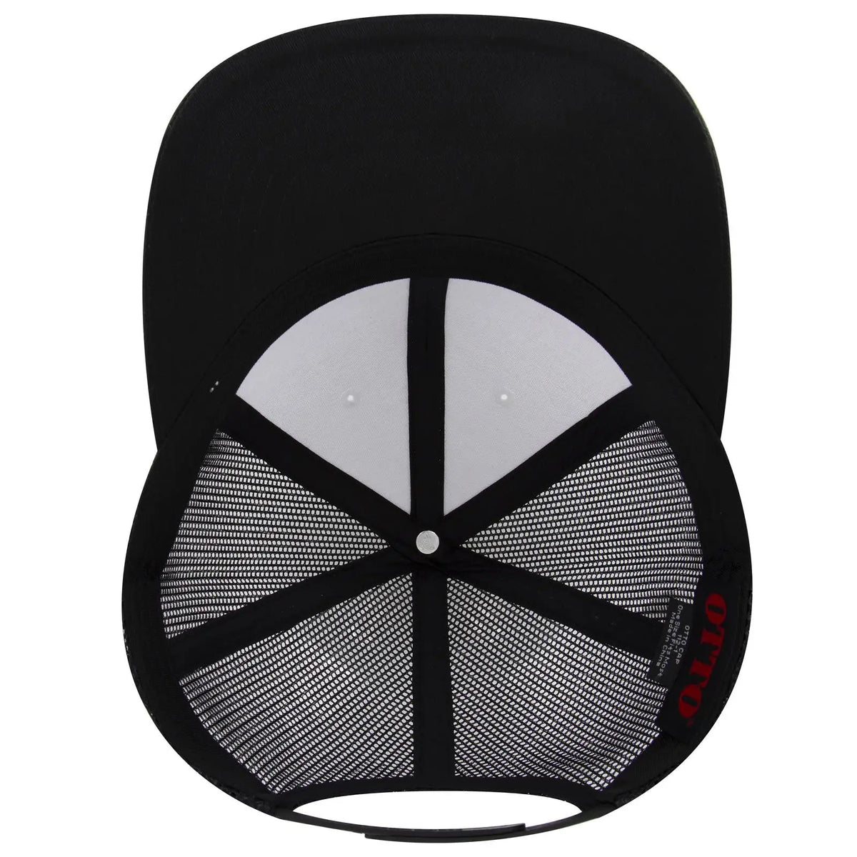Otto 112-1 6 Panel Mid Profile Mesh Back Trucker Cap - Blk/wht/blk - 7 3/8’’ - 5/8’’