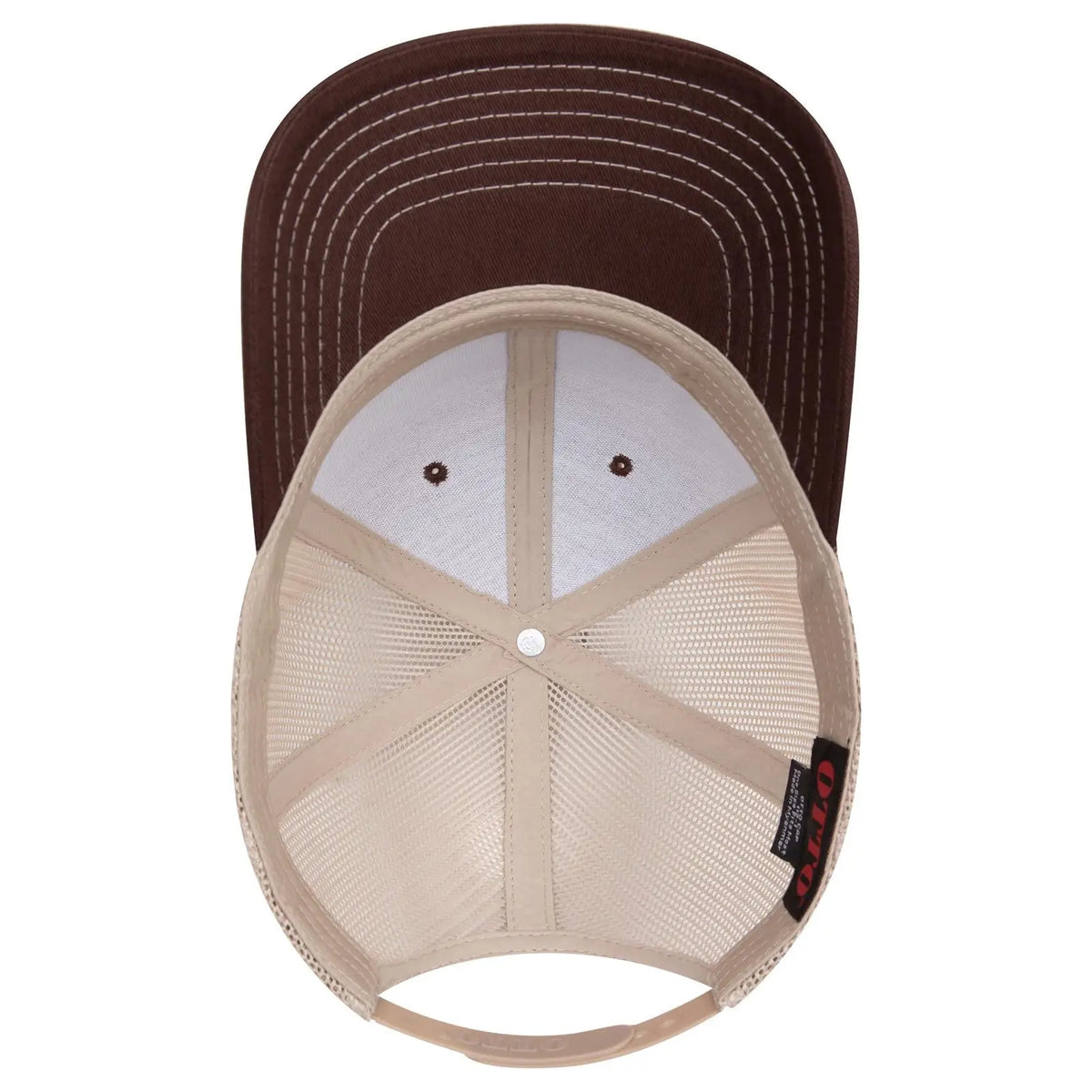 Otto 112-1 6 Panel Mid Profile Mesh Back Trucker Cap - Brn/brn/kha - 7 3/8’’ - 5/8’’