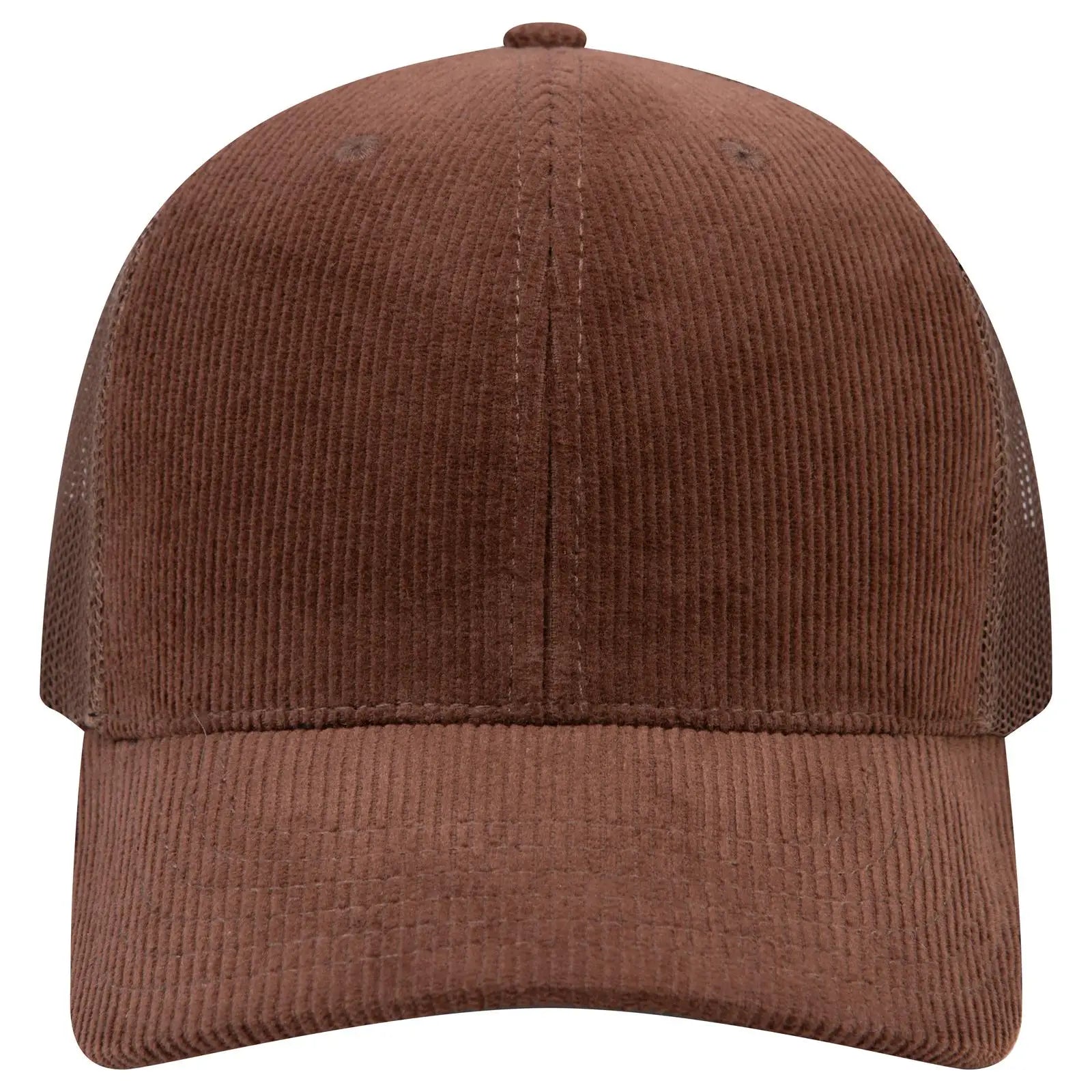Otto 112-1 6 Panel Mid Profile Mesh Back Trucker Cap - Brown