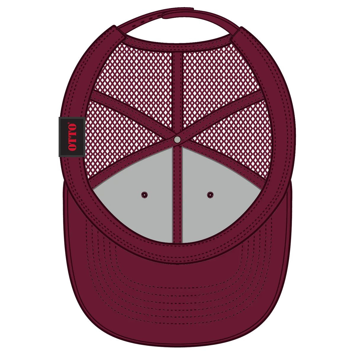 Otto 112-1 6 Panel Mid Profile Mesh Back Trucker Cap - Burg. Marn - 7 3/8’’ - 5/8’’