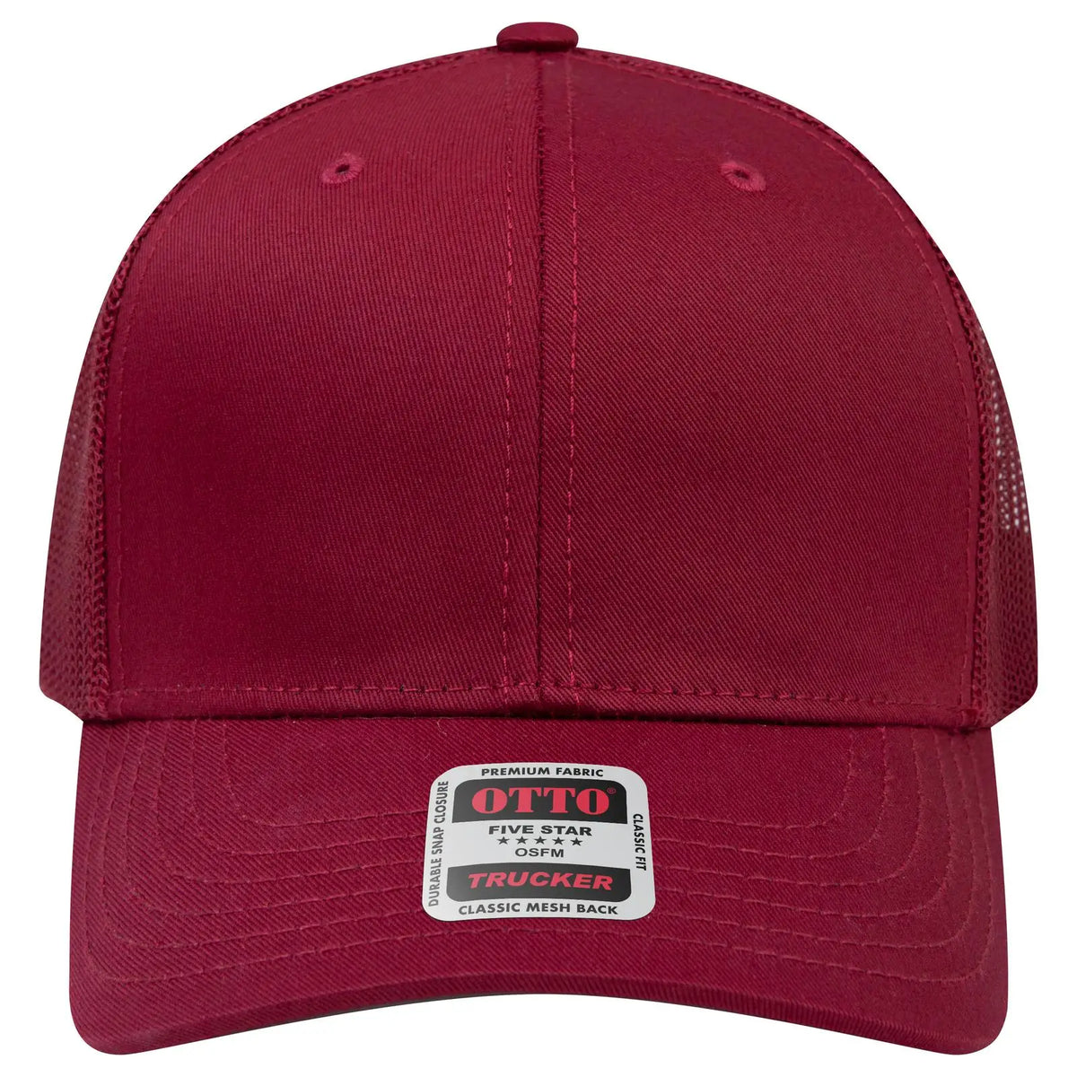 Otto 112-1 6 Panel Mid Profile Mesh Back Trucker Cap - Burg. Marn