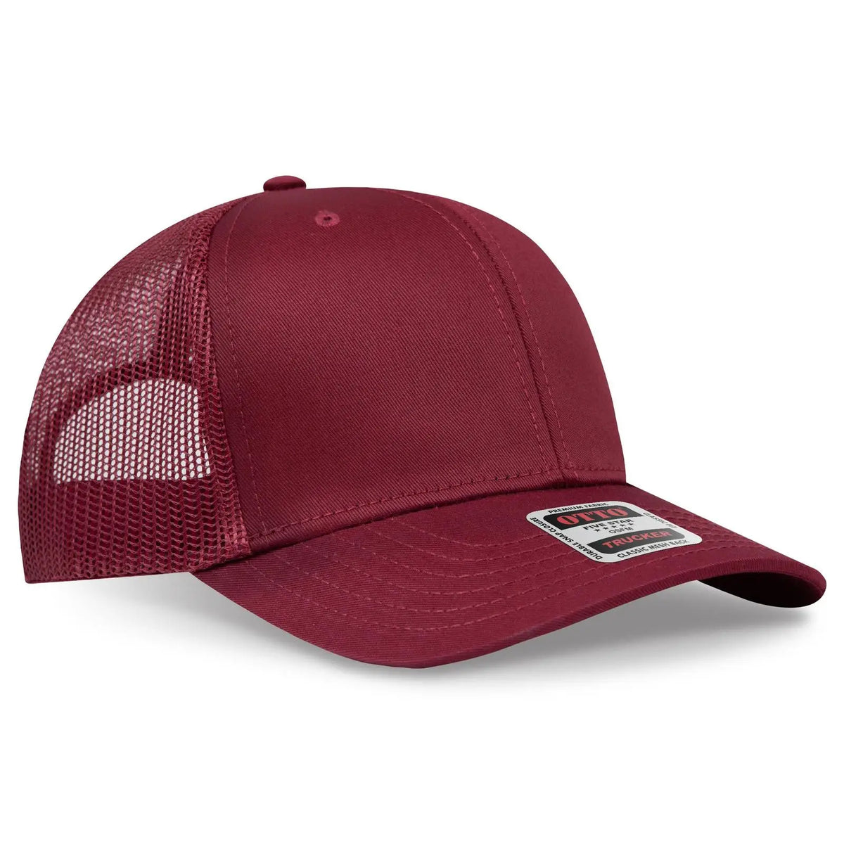Otto 112-1 6 Panel Mid Profile Mesh Back Trucker Cap - Burg. Marn